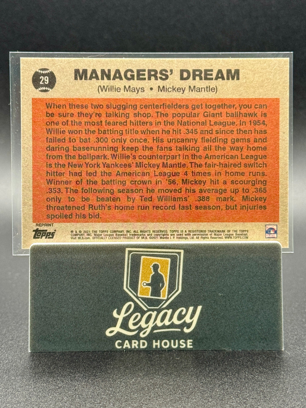 2021 Topps x Mickey Mantle #29 Mickey Mantle/Willie Mays Green