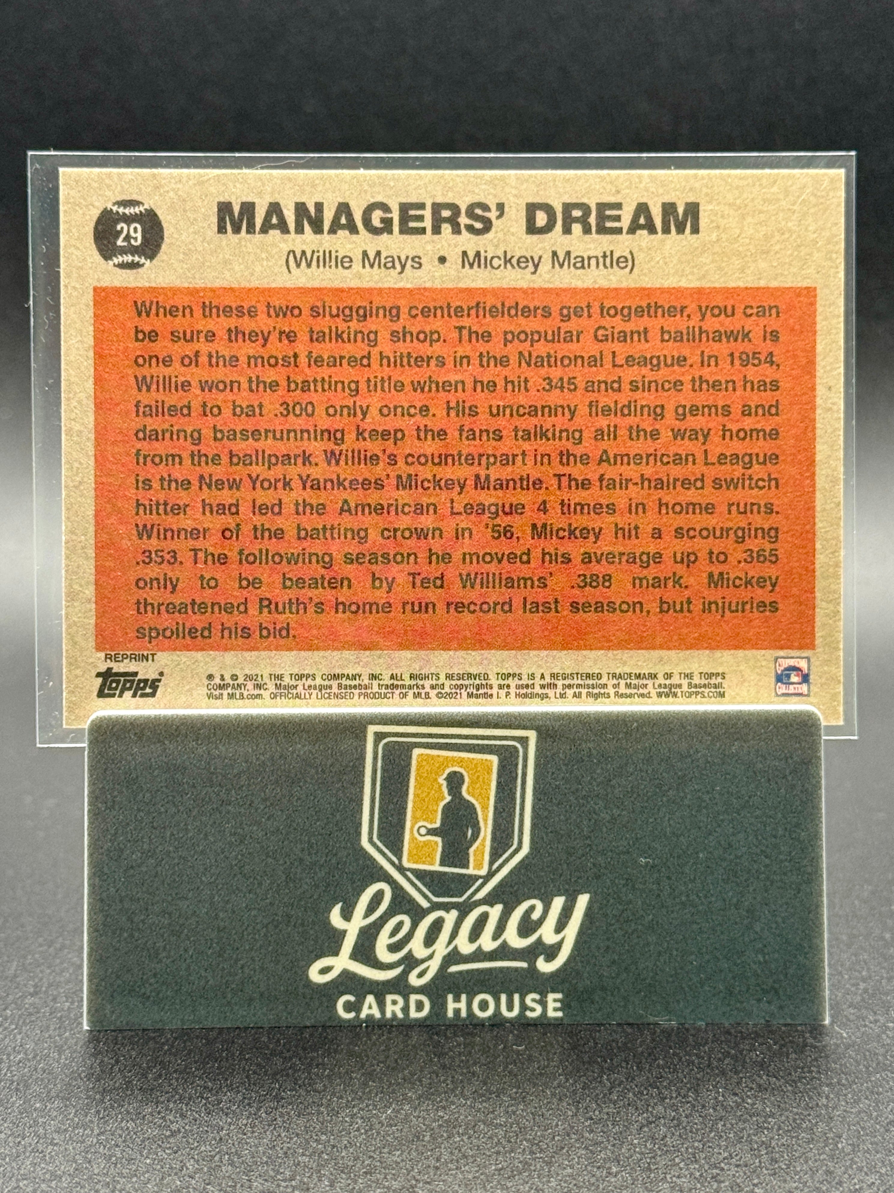 2021 Topps x Mickey Mantle #29 Mickey Mantle/Willie Mays Green