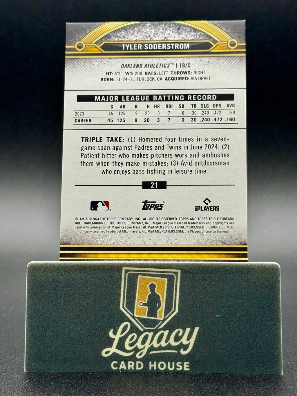 2024 Topps Triple Threads #21 Tyler Soderstrom Citrine #/75