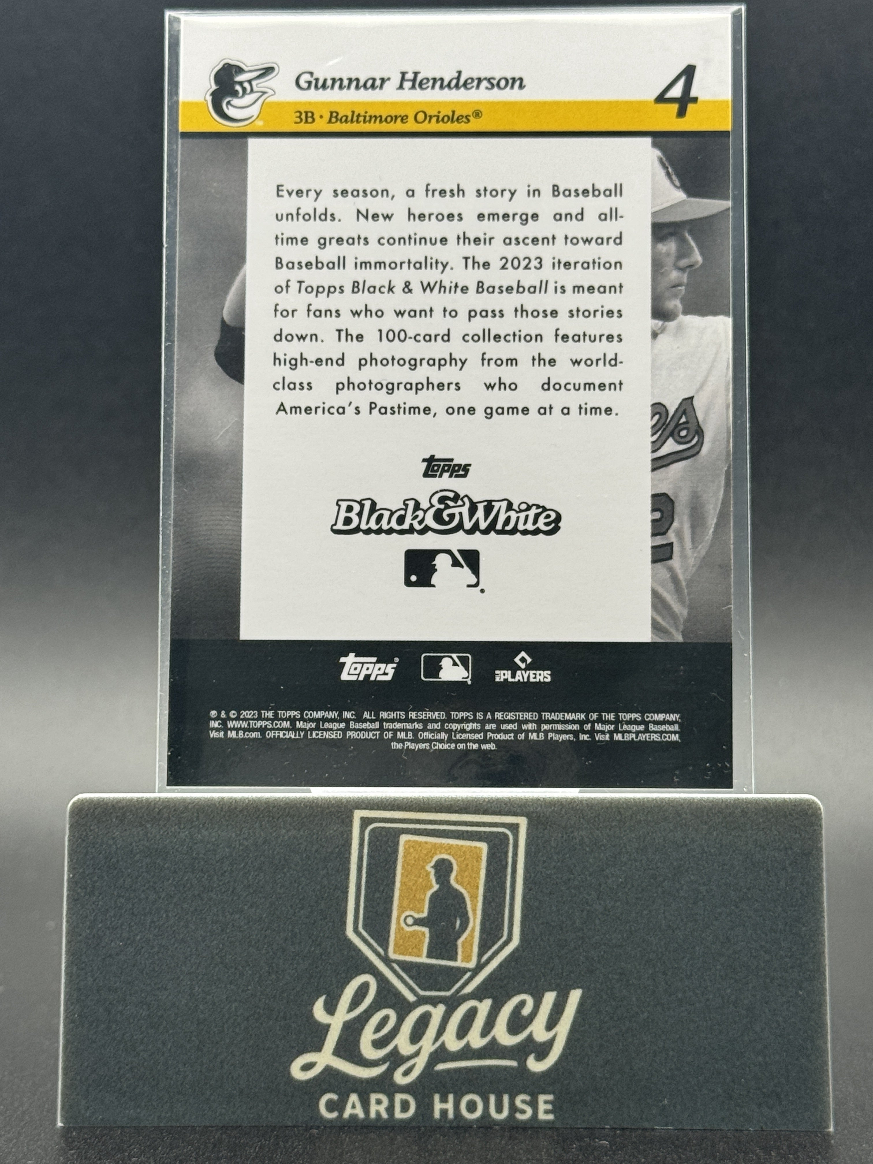 2023 Topps Black & White #4 Gunnar Henderson Color Photo Negative #/99