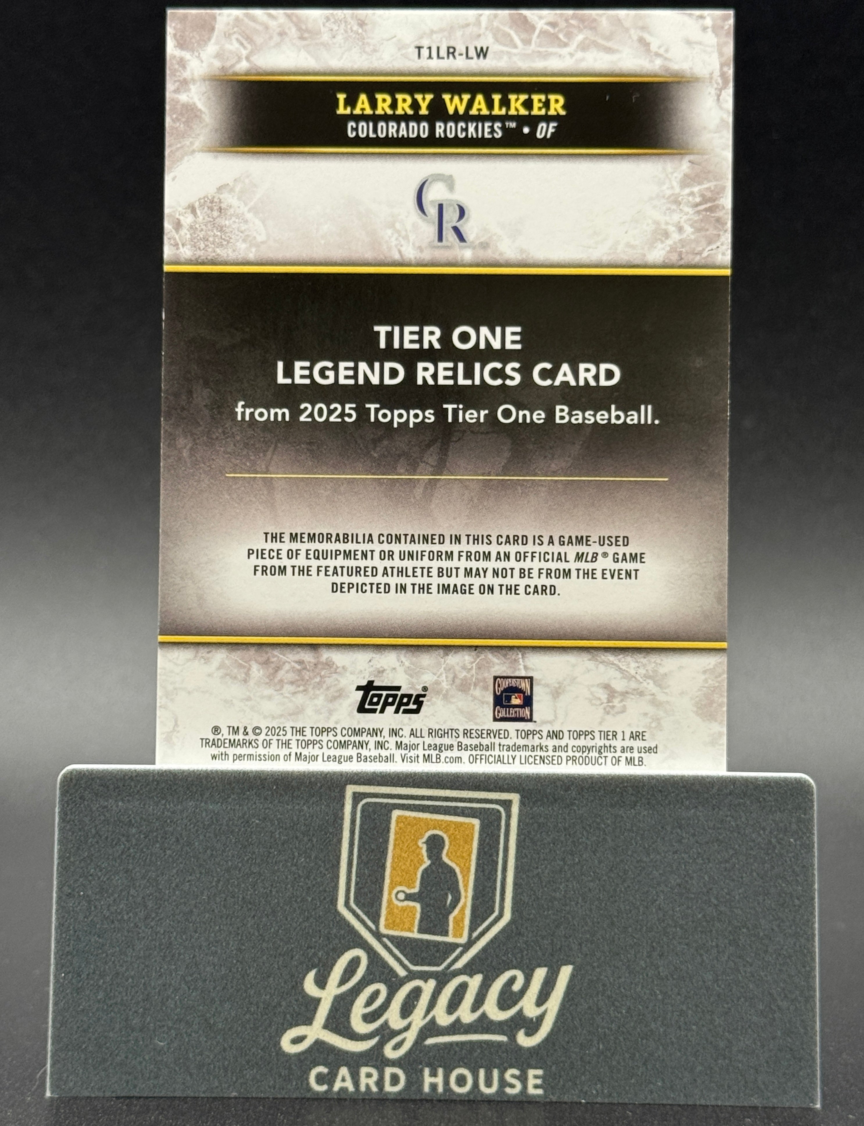 2025 Topps Tier One #T1LR-LW Larry Walker Tier One Legend Relics