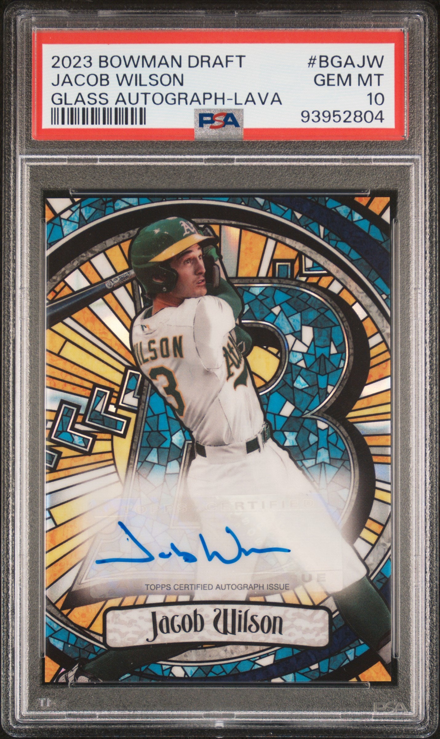 2023 Bowman Draft Bowman #BGAJW Jacob Wilson Glass Auto-Lava Ref PSA 10 #/75