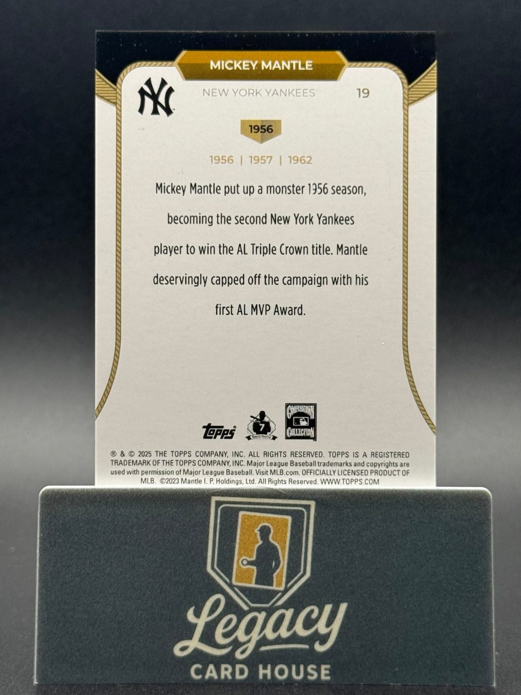 2025 Topps Welcome to the Club: 3 Time MVP #19 Mickey Mantle Green Foil #/99