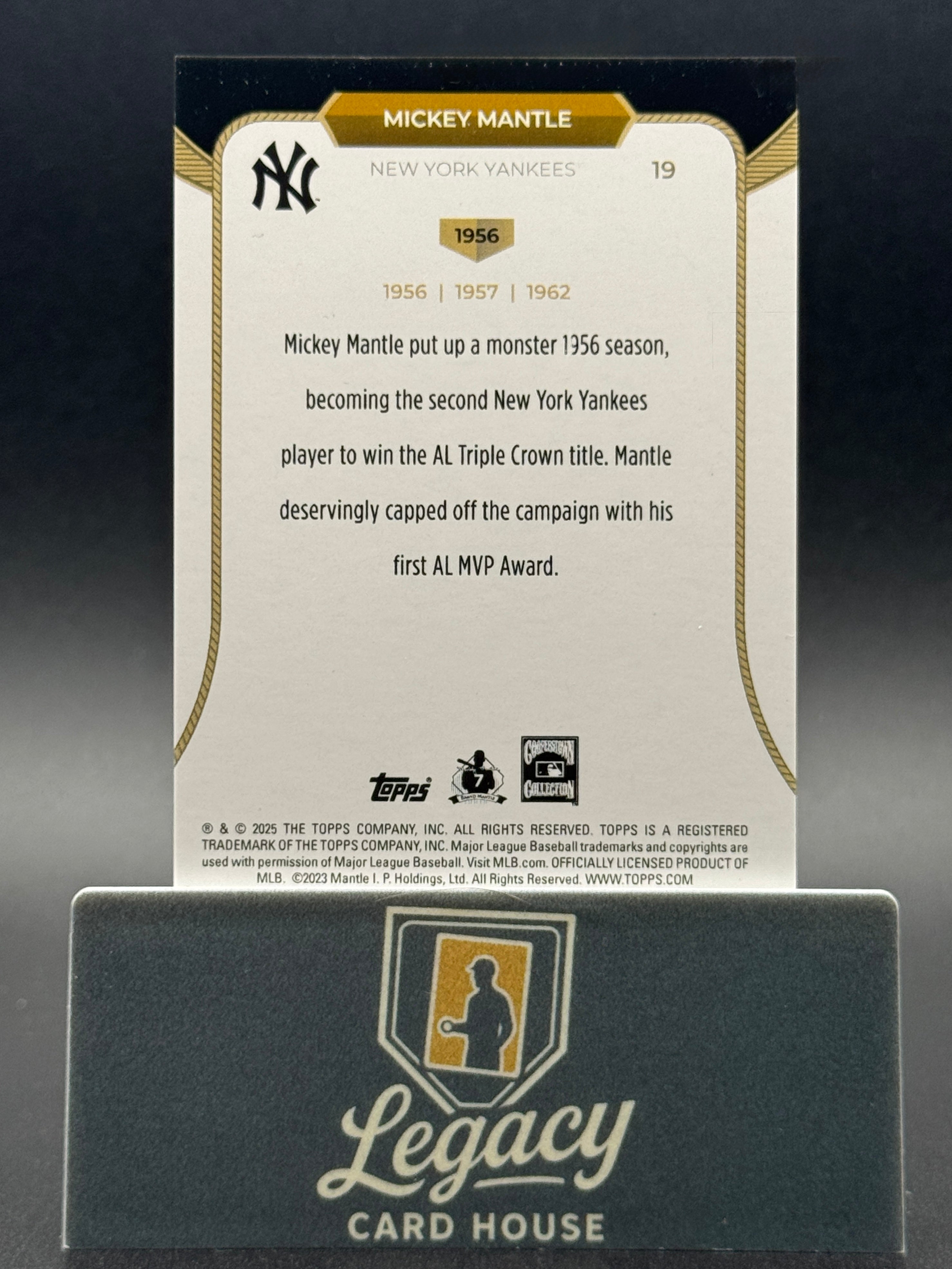 2025 Topps Welcome to the Club: 3 Time MVP #19 Mickey Mantle Green Foil #/99
