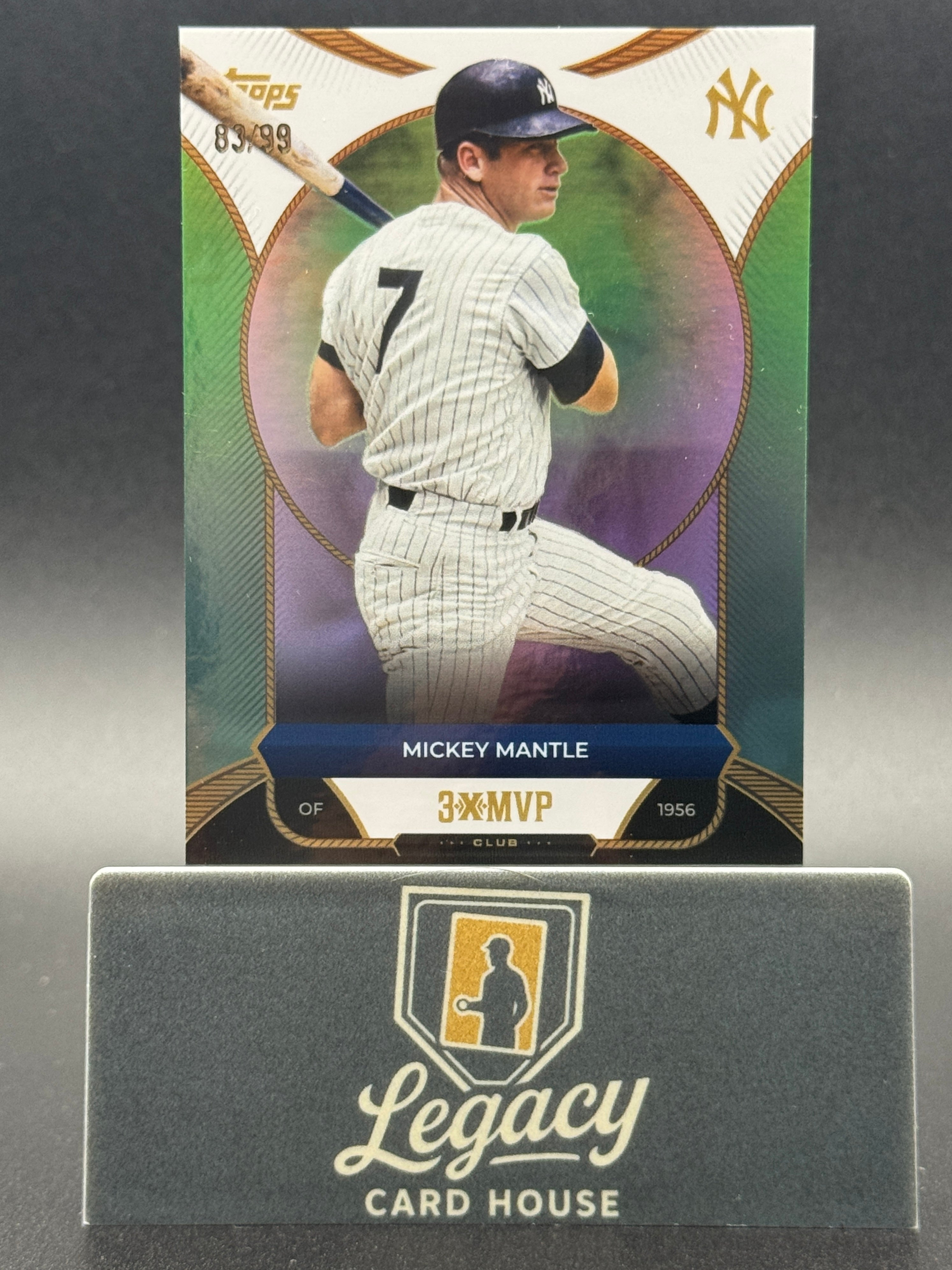 2025 Topps Welcome to the Club: 3 Time MVP #19 Mickey Mantle Green Foil #/99