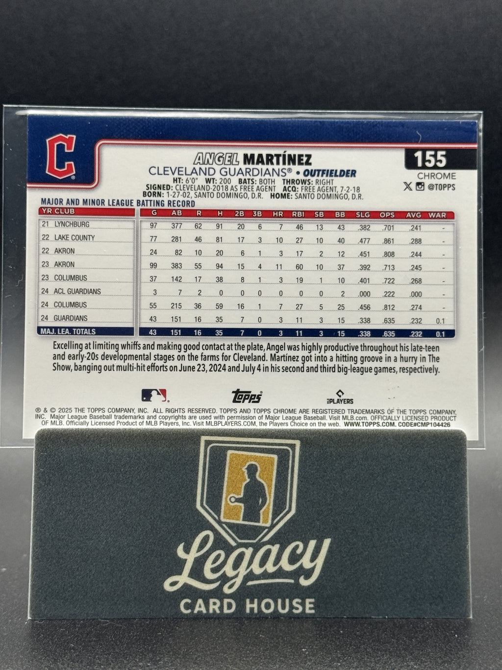 2025 Topps #27 Angel Martinez Green Rainbow Foil #/99