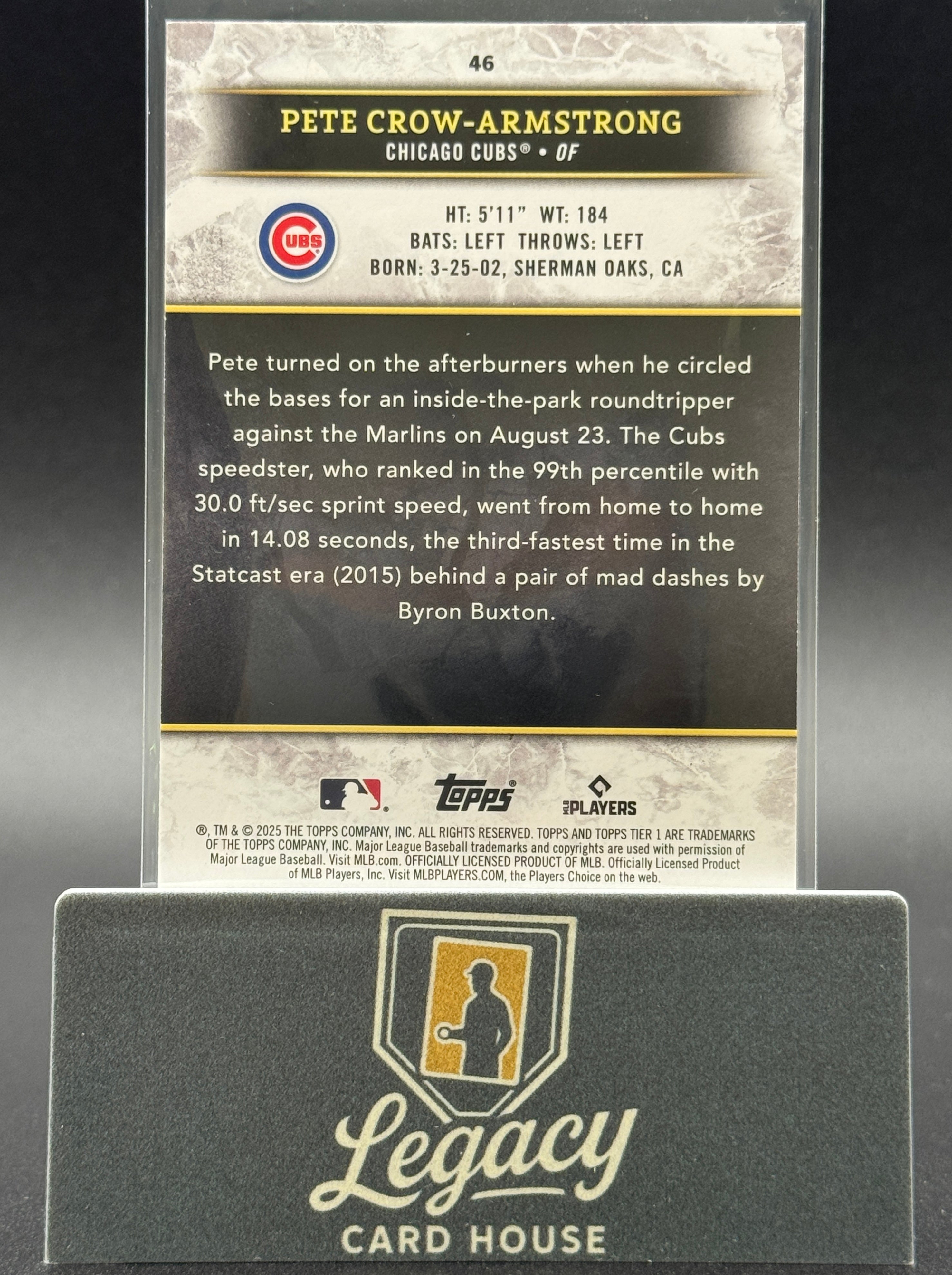 2025 Topps Tier One #46 Pete Crow-Armstrong Red Foil #/25
