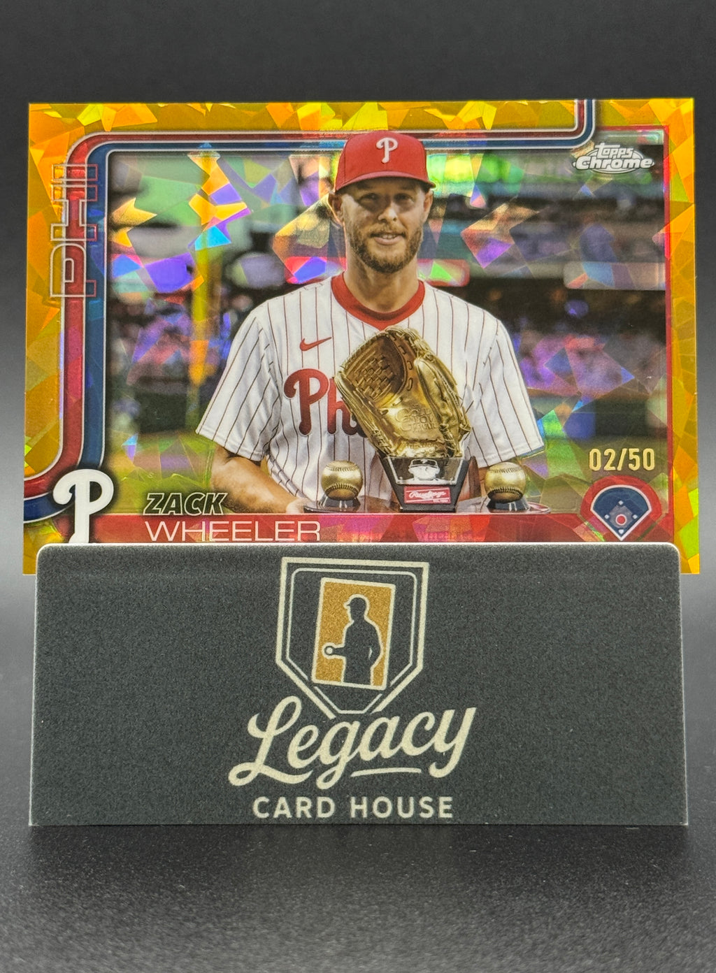 2025 Topps Chrome #189 Zack Wheeler Gold Geometric Refractors #/50