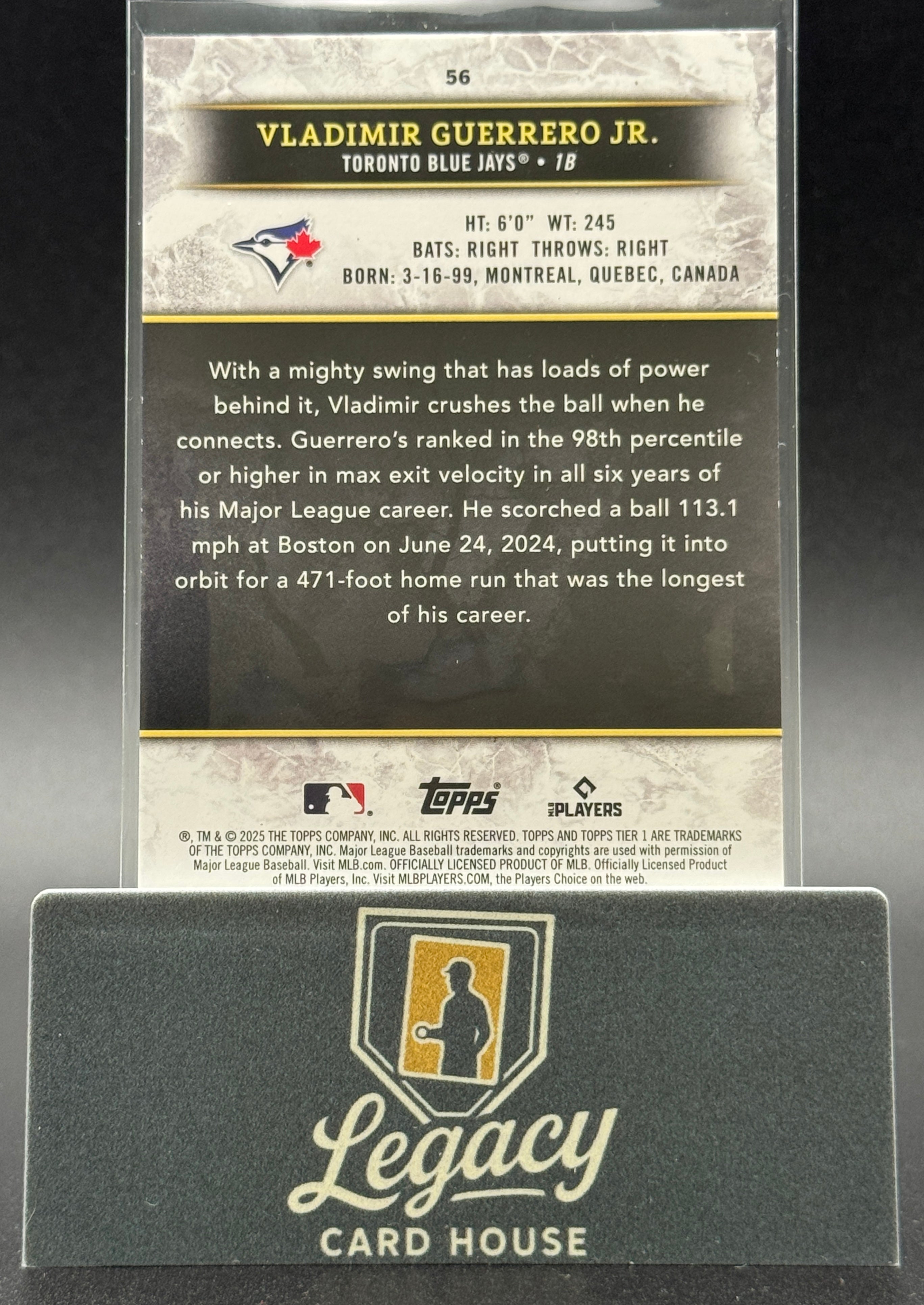 2025 Topps Tier One Vladimir Guerrero Jr. Bronze Foil