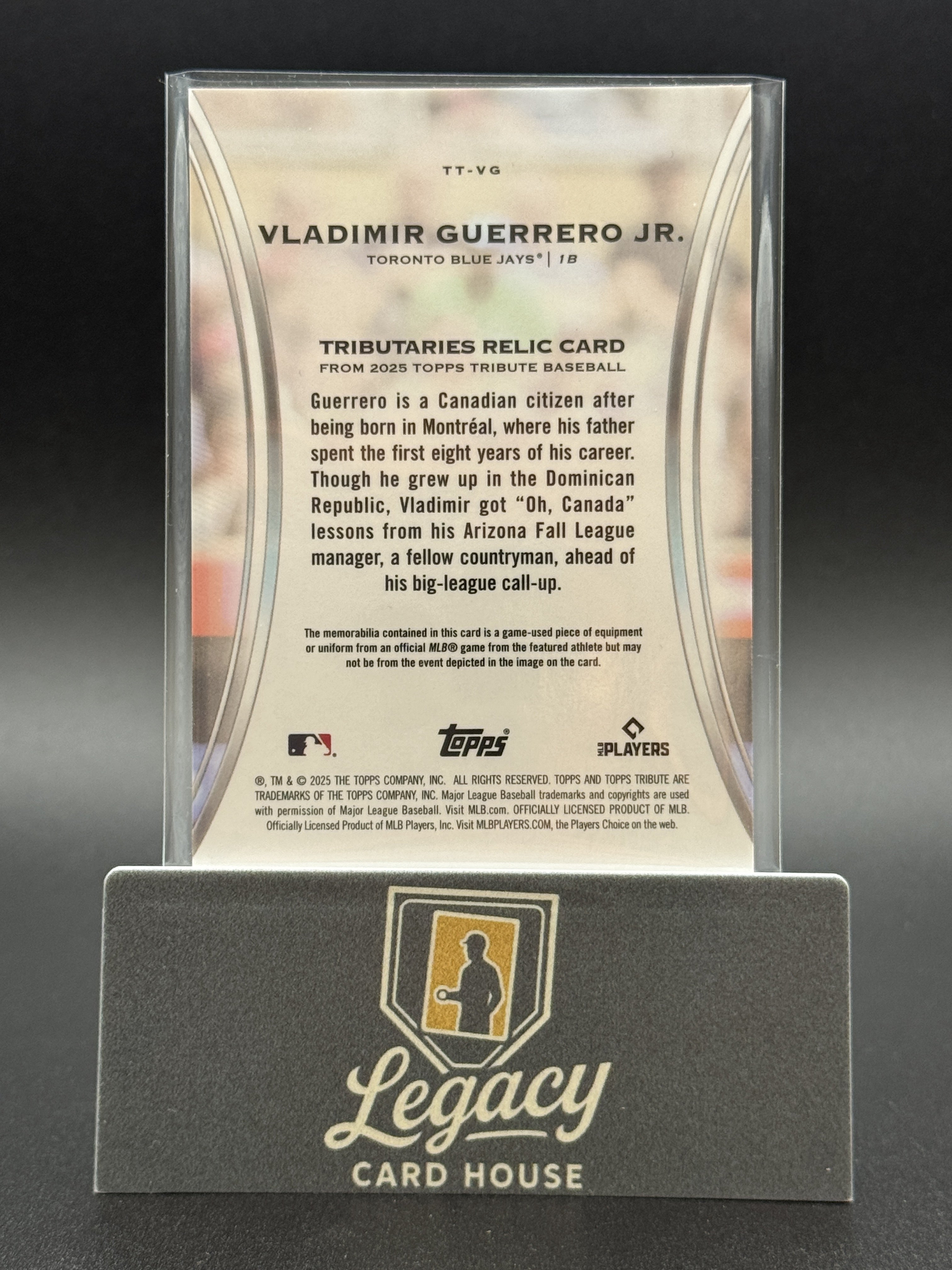 2025 Topps Tribute #TT-VG Vladimir Guerrero Jr. Tributaries Gold #/75