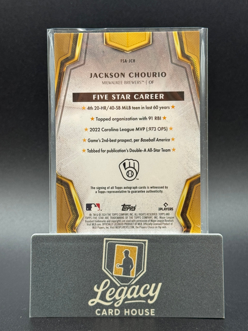 2024 Topps Five Star #FSA-JCH Jackson Chourio Aqua #/75