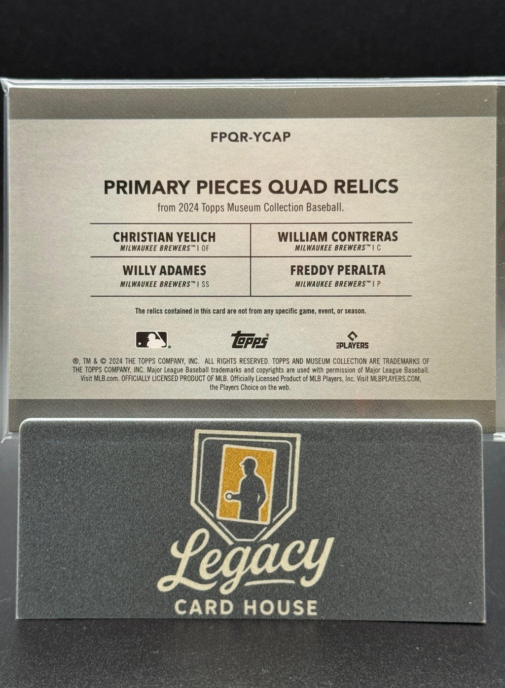 2024 Topps Museum Coll. Yelich/Contreras/Peralta/Adames MEM, /99 Quad Relics!