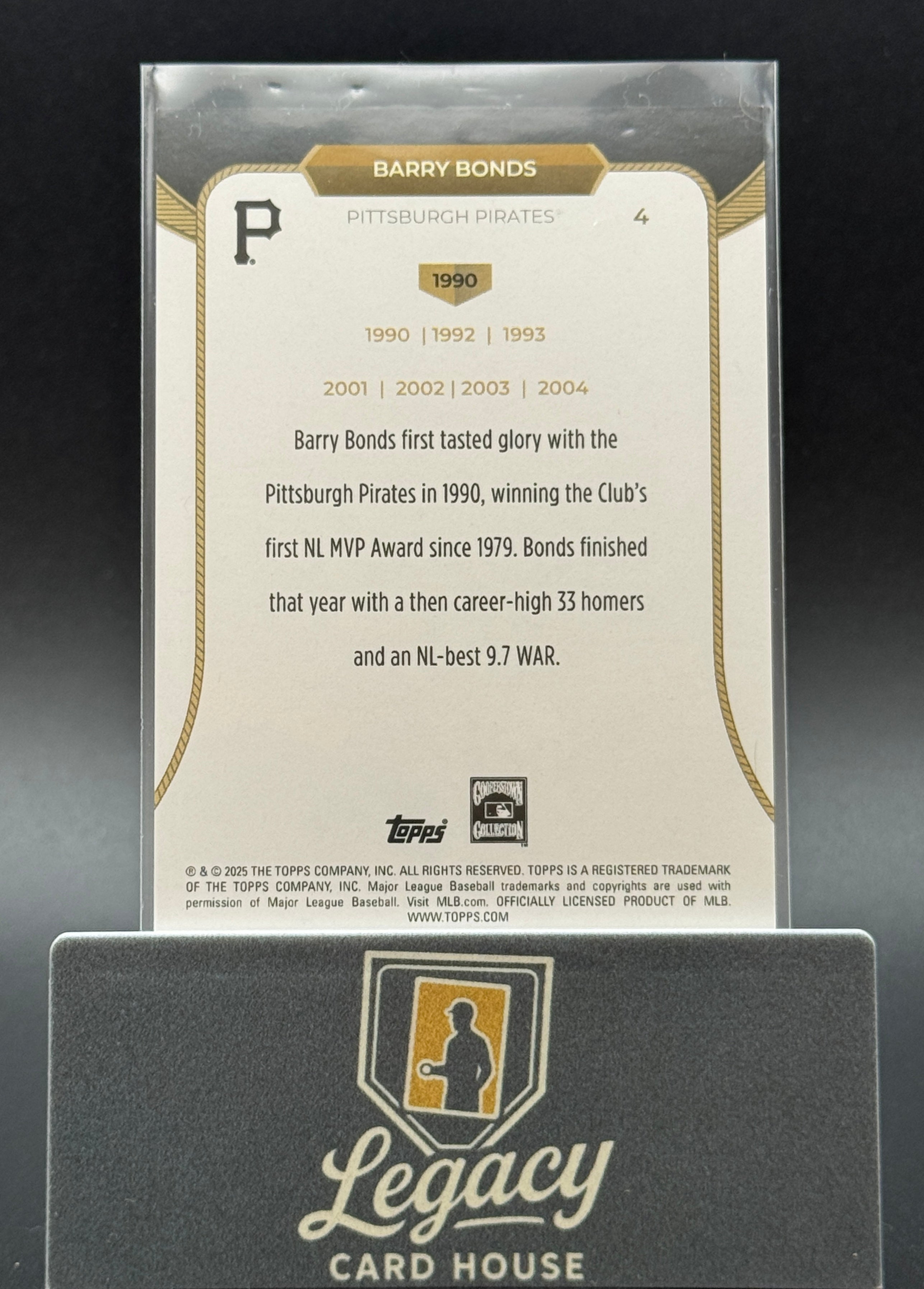 2025 Topps Welcome to the Club: "3X MVP" #4 Barry Bonds Green Foil #/99