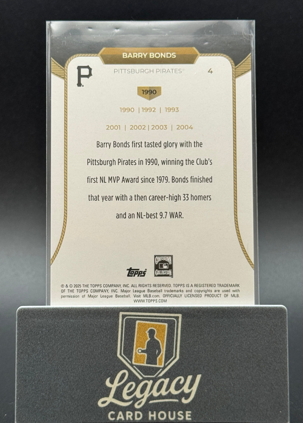 2025 Topps Welcome to the Club: "3X MVP" #4 Barry Bonds Green Foil #/99