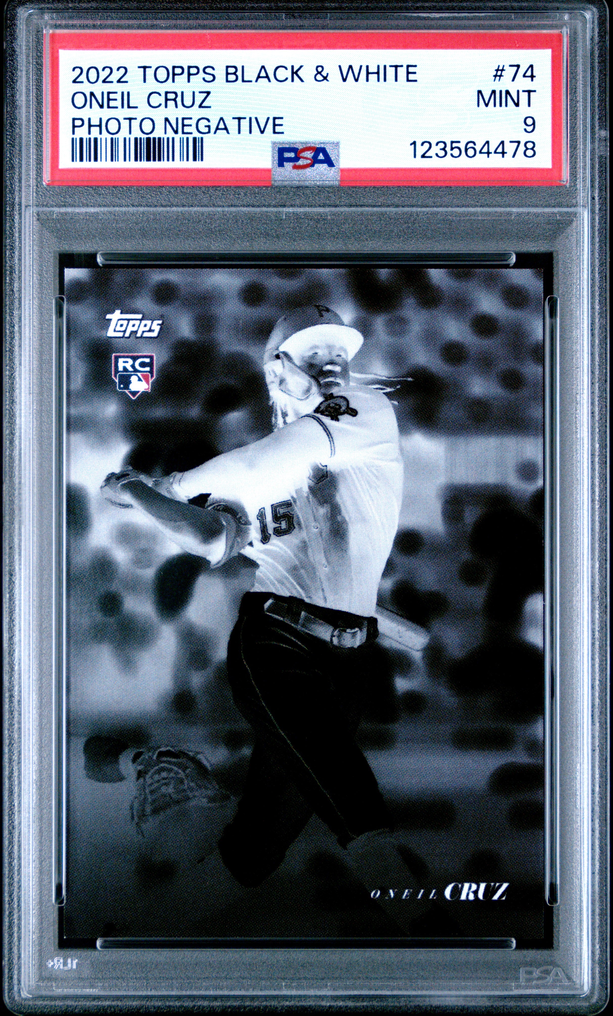 2022 Topps Black & White #74 Oneil Cruz Photo Negative #/99 PSA 9
