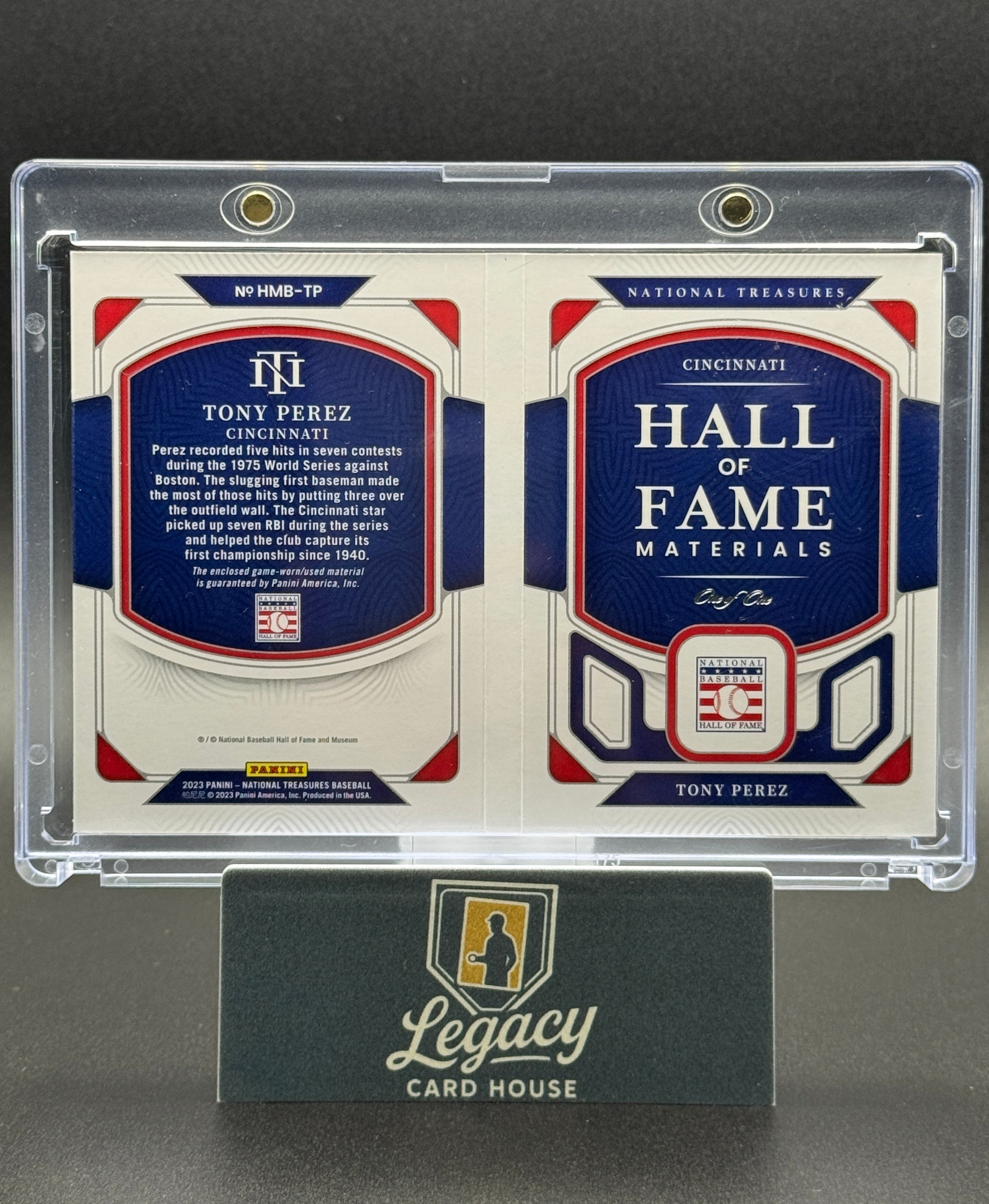 2023 Panini NT #HMB-TP Tony Perez Hall of Fame Materials Booklet Platinum 1/1!