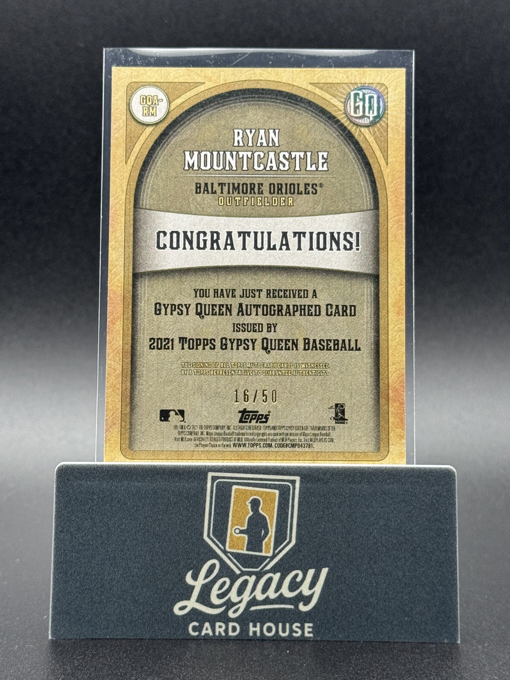 2021 Topps Gypsy Queen #GQA-RM Ryan Mountcastle Autographs Black & White #/50