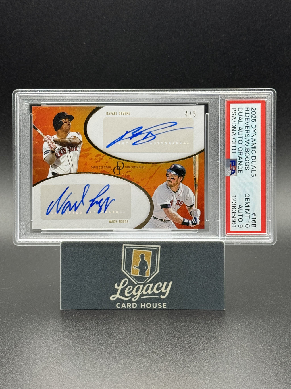 2025 Topps Dynamic Duals #16B Rafael Devers / Wade Boggs SN5 Orange