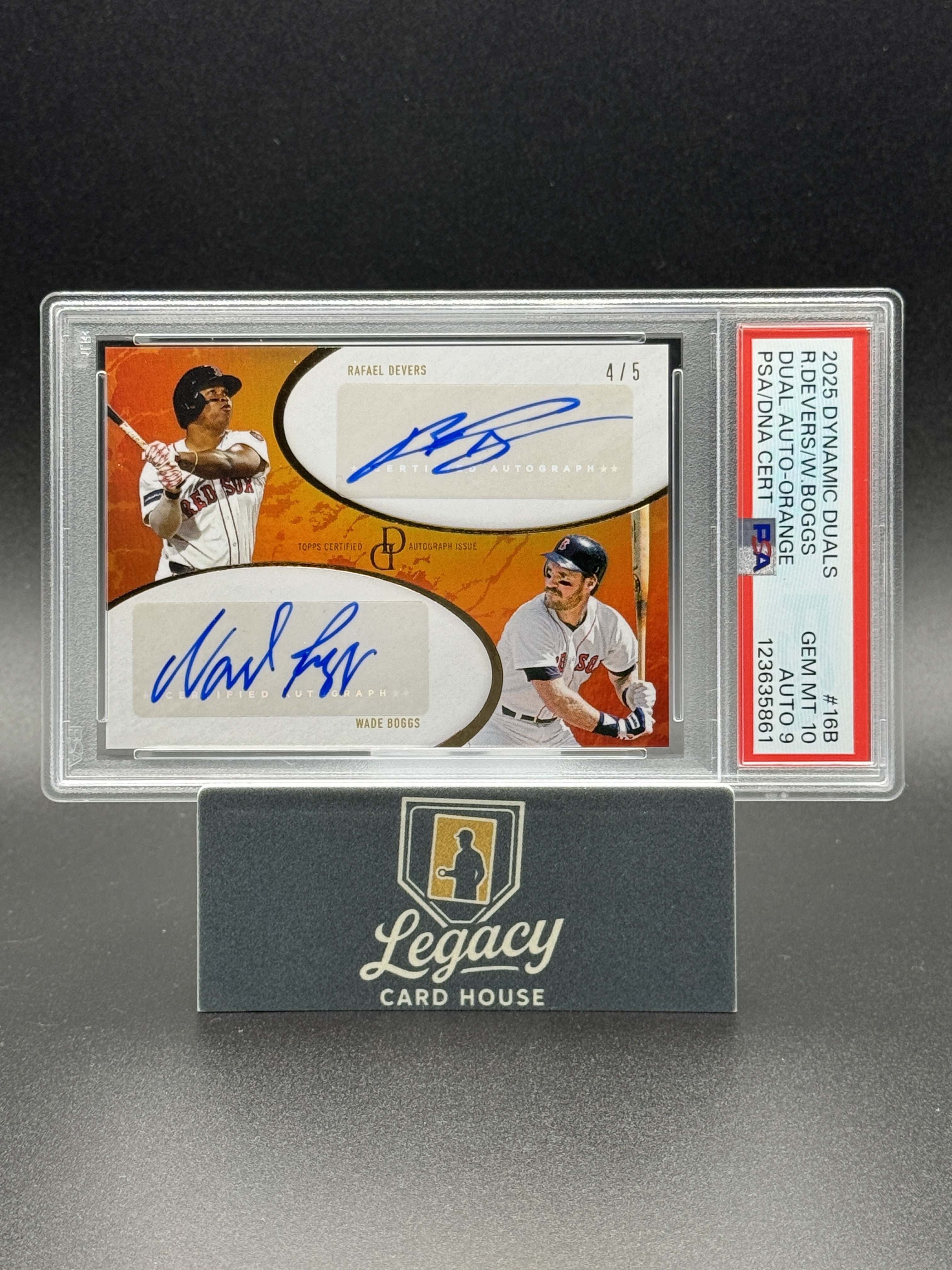 2025 Topps Dynamic Duals #16B Rafael Devers / Wade Boggs SN5 Orange
