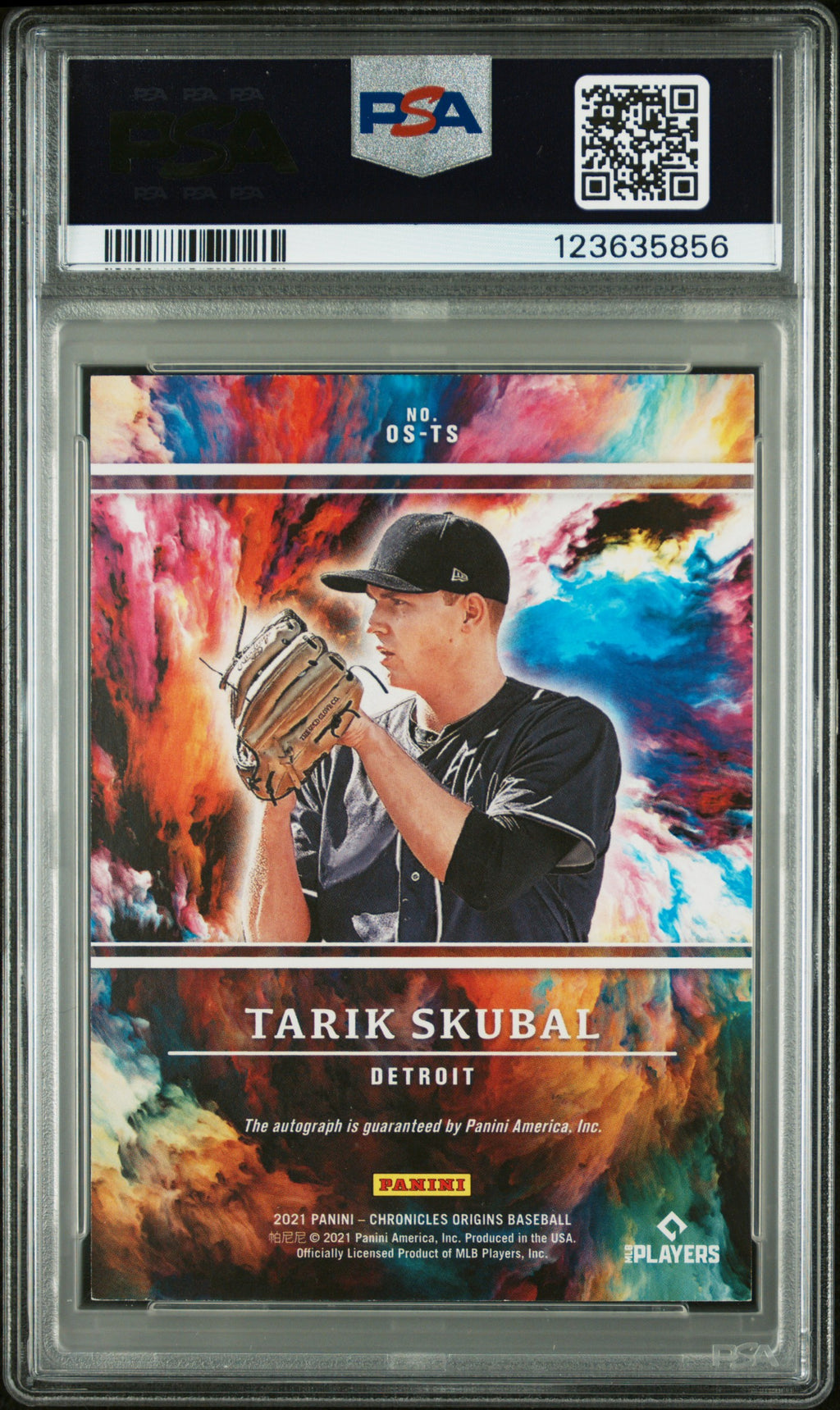 2021 Panini Chronicles #OS-TS Tarik Skubal Origins Signatures Silver Ink PSA 8