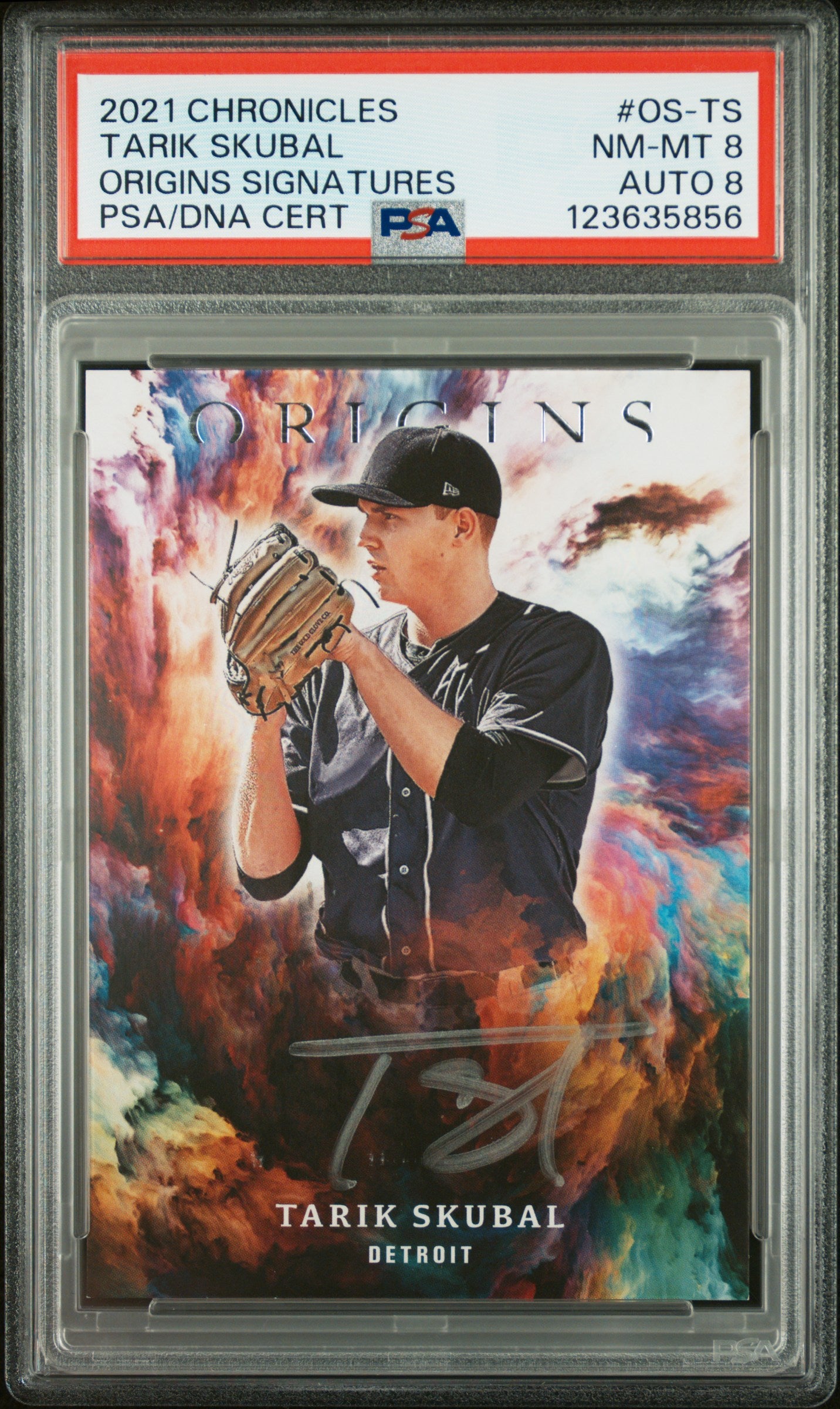2021 Panini Chronicles #OS-TS Tarik Skubal Origins Signatures Silver Ink PSA 8