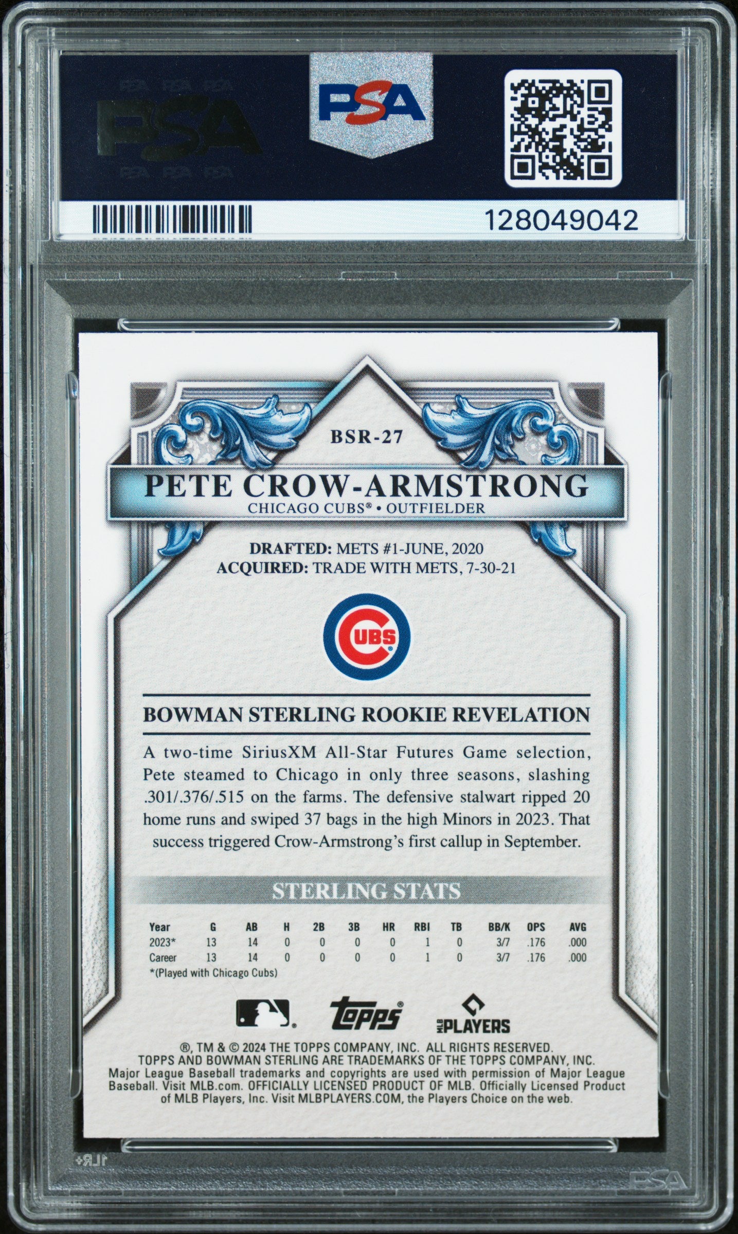 2024 Bowman Sterling #BSR-27 Pete Crow-Armstrong Mini Diam. Refractor PSA #/150