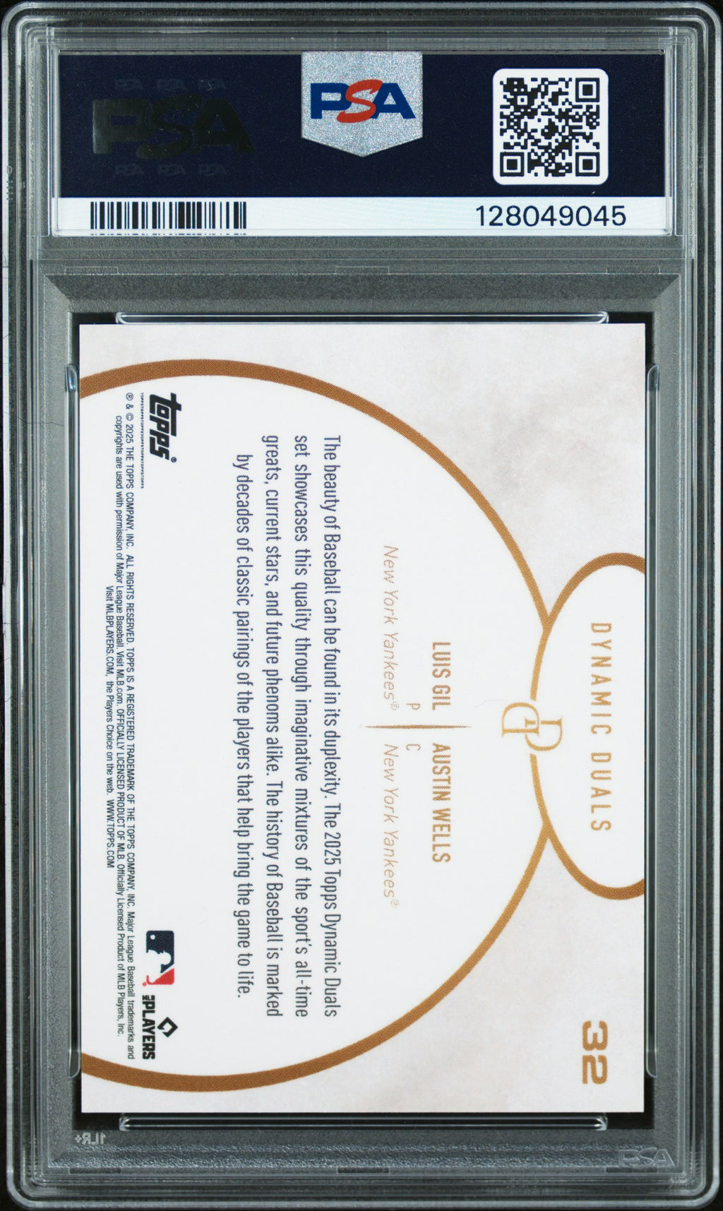 2025 Topps Dynamic Duals #32 Luis Gil / Austin Wells SN5 Orange PSA 10