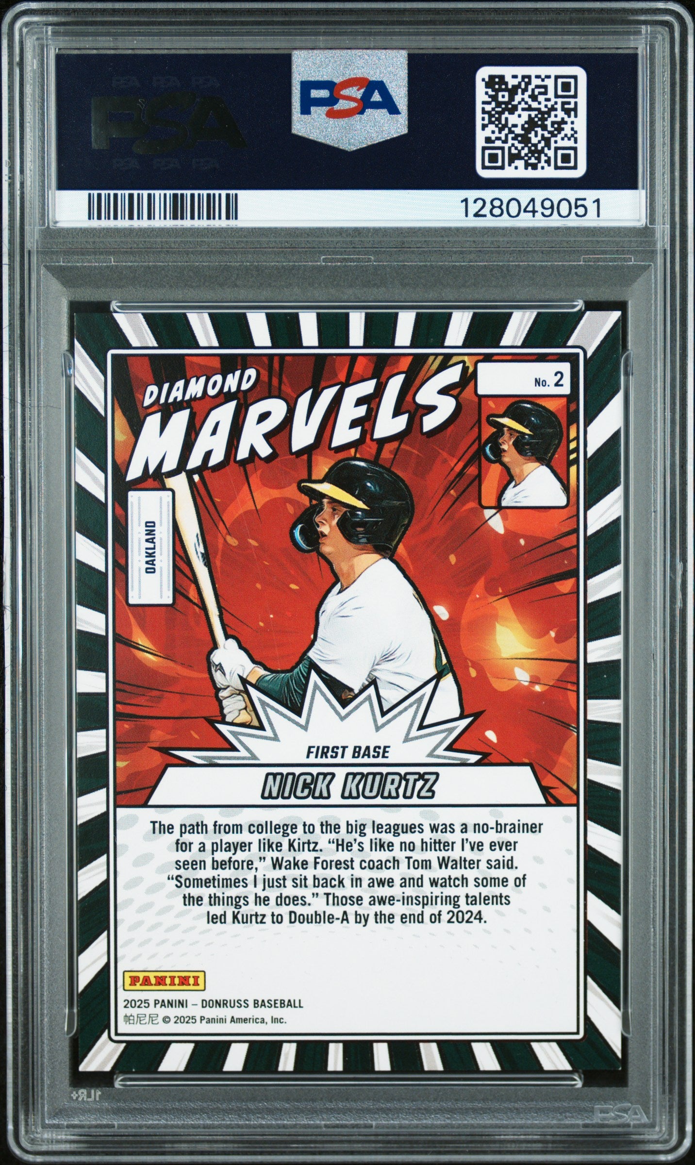2025 Donruss #2 Nick Kurtz Diamond Marvels Red Ice PSA 9 #/149