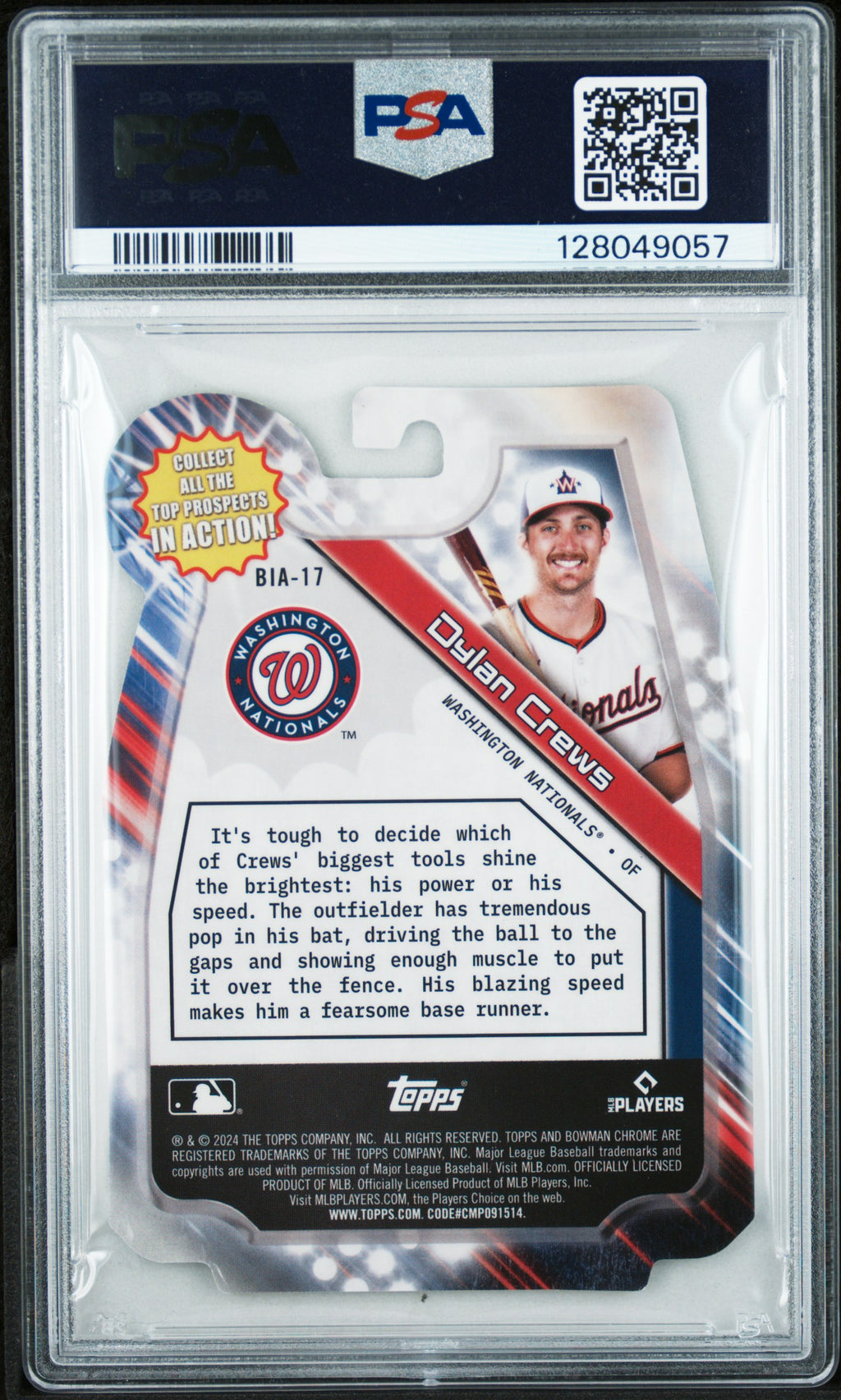 2024 Bowman Draft #BIA17 Dylan Crews In Action-Green Refractor PSA 7 #/99