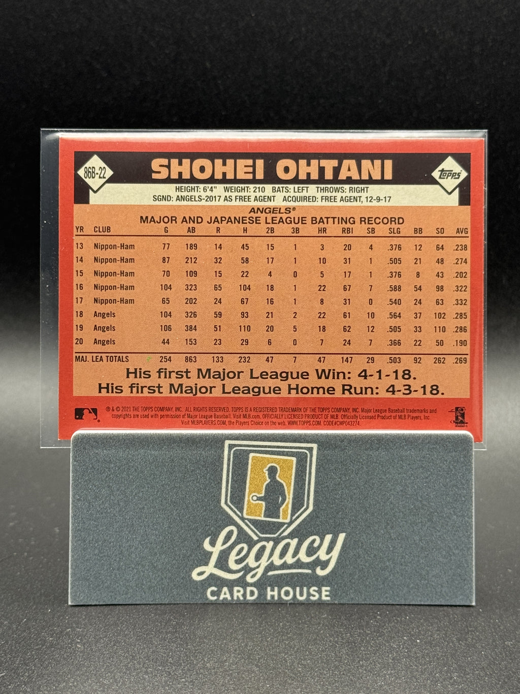 2021 Topps #86B-22 Shohei Ohtani 1986 Topps Baseball 35th Anniversary (Series 1)