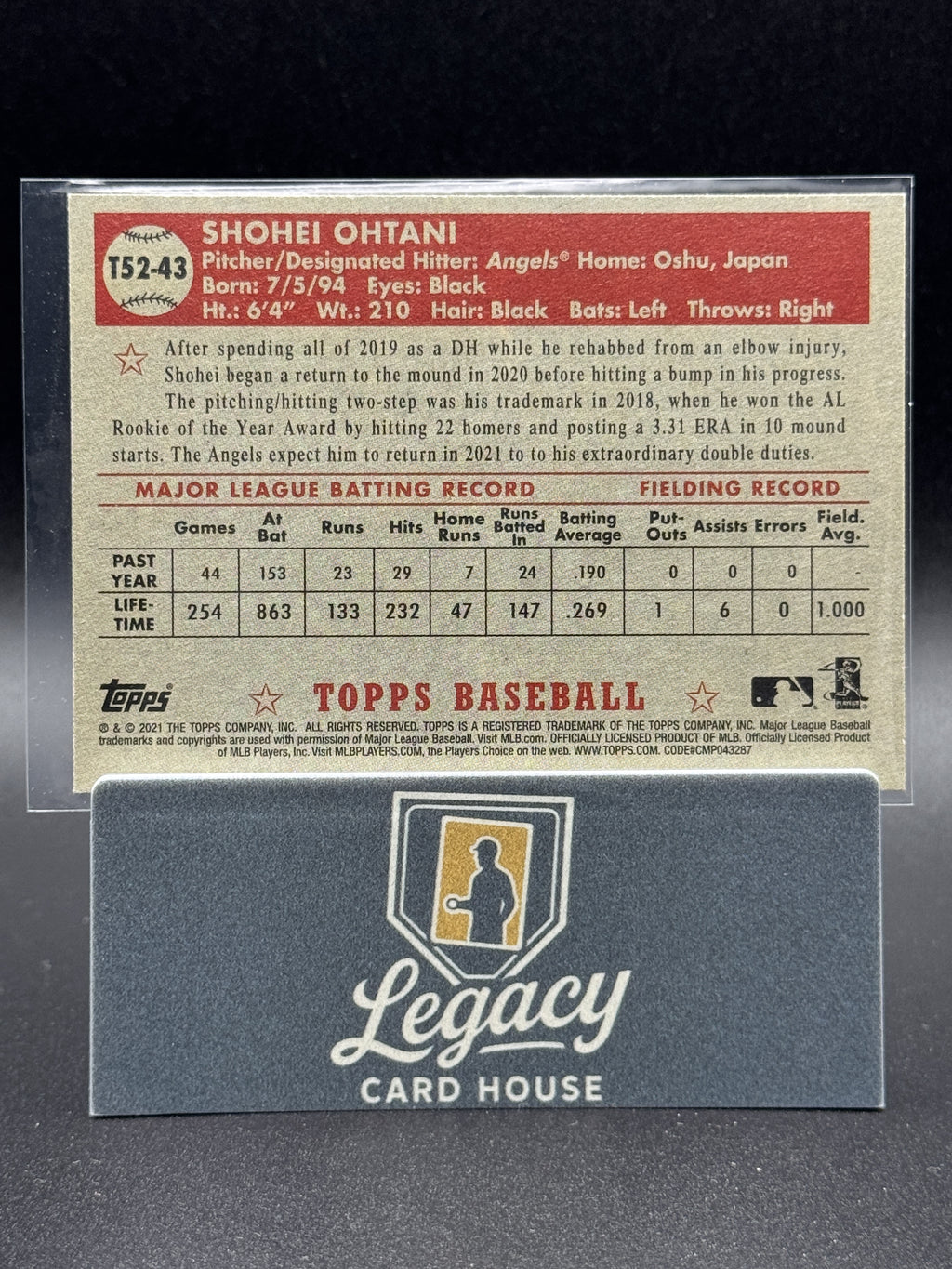 2021 Topps #T52-43 Shohei Ohtani 1952 Topps Redux