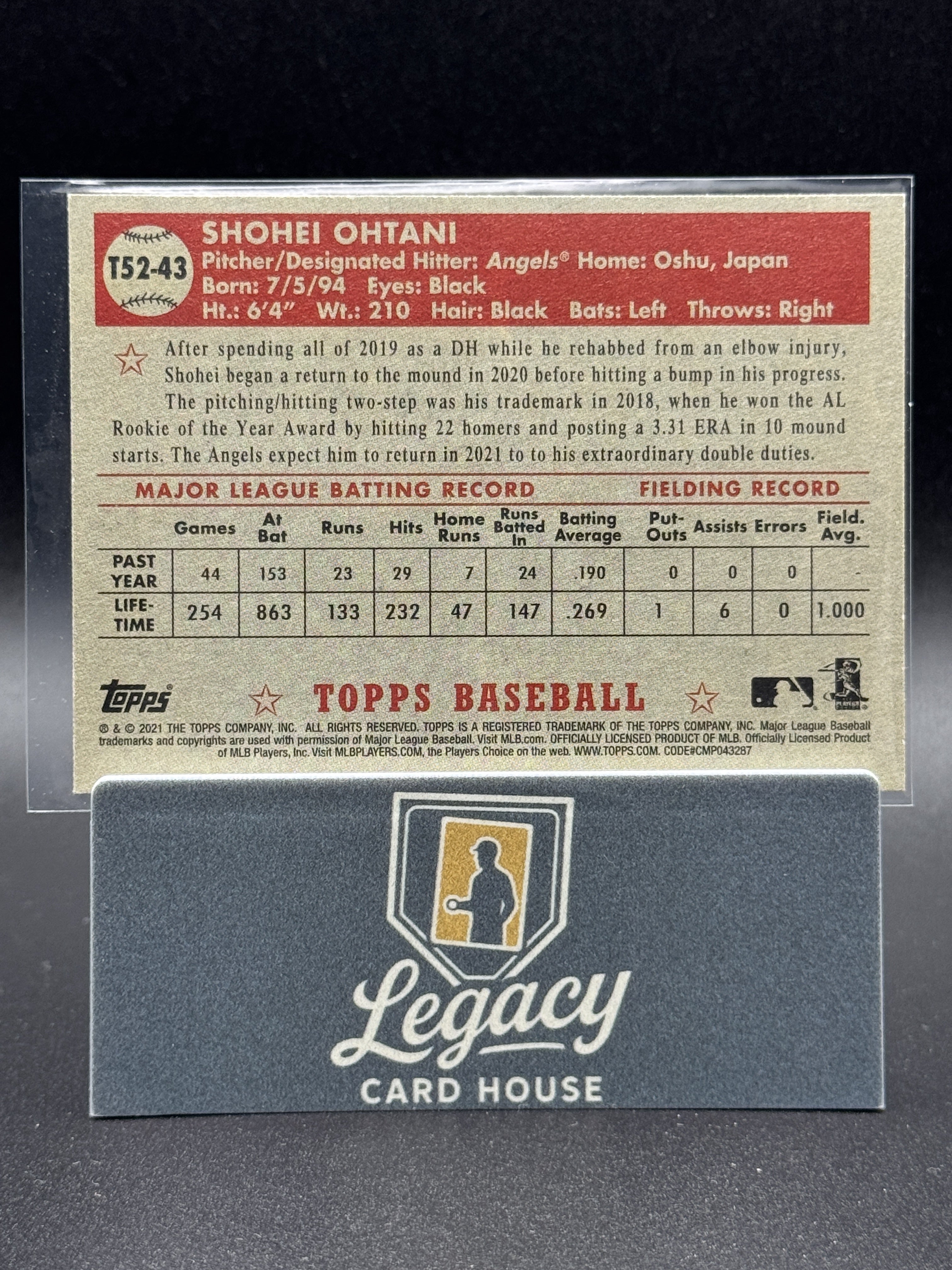 2021 Topps #T52-43 Shohei Ohtani 1952 Topps Redux