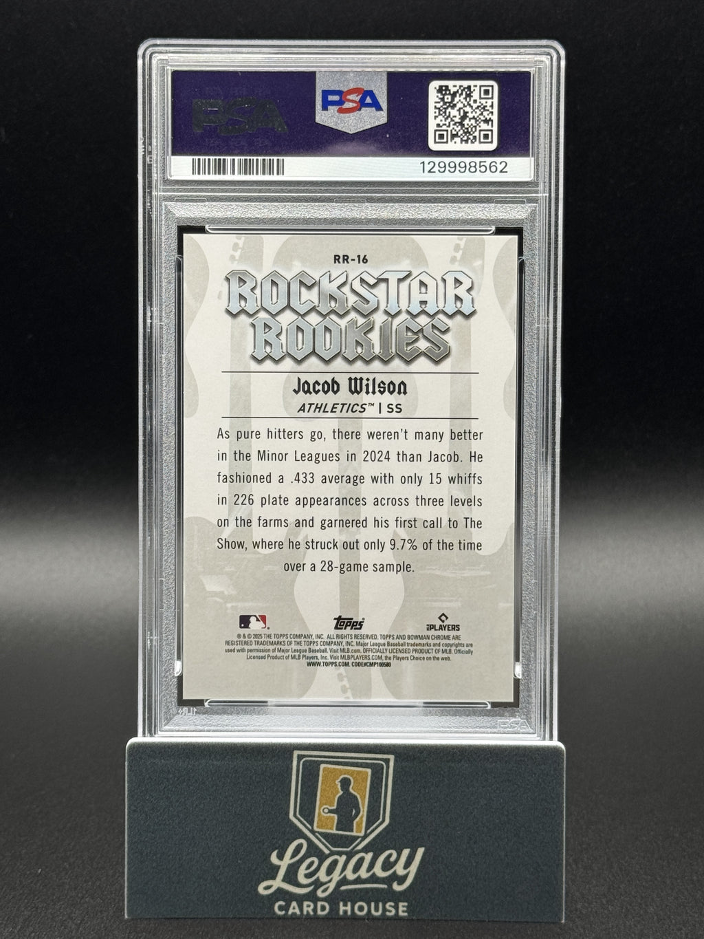 2025 Bowman #RR-16 Jacob Wilson Rockstar Rookies Aqua Refractor PSA 9 #/125