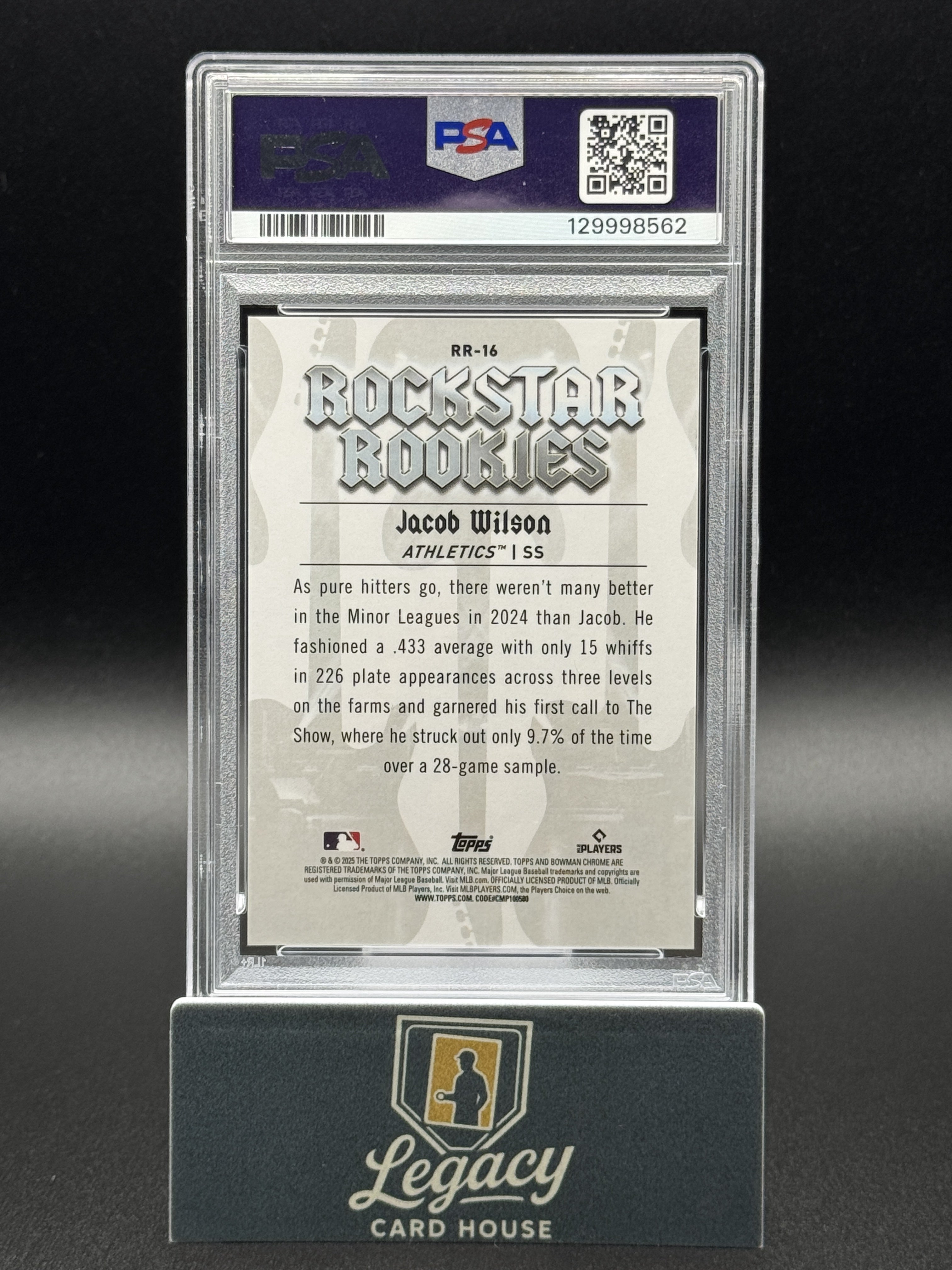 2025 Bowman #RR-16 Jacob Wilson Rockstar Rookies Aqua Refractor PSA 9 #/125