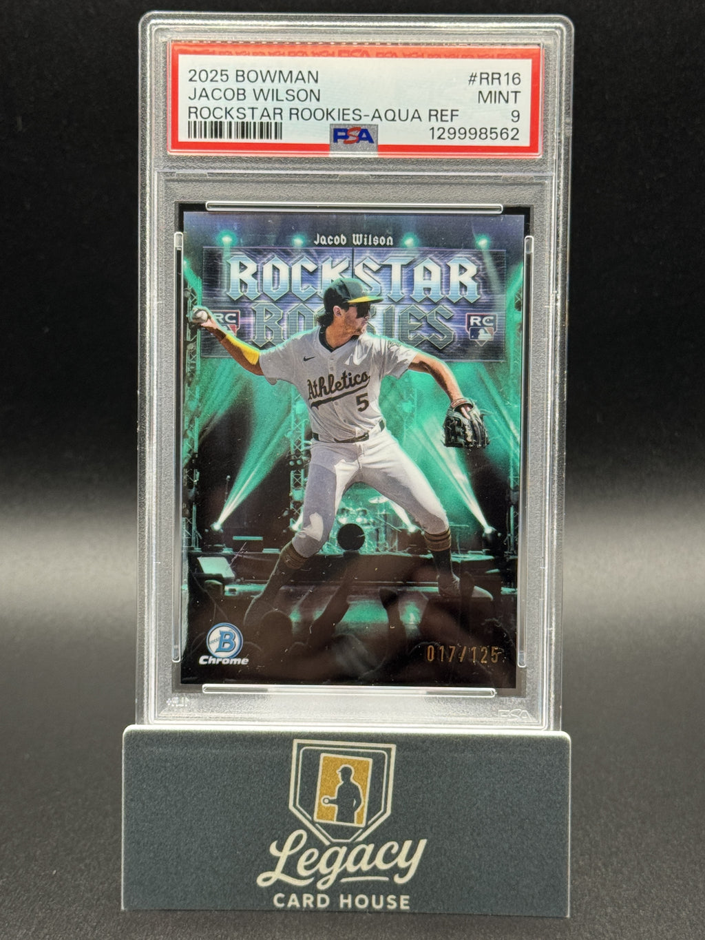 2025 Bowman #RR-16 Jacob Wilson Rockstar Rookies Aqua Refractor PSA 9 #/125