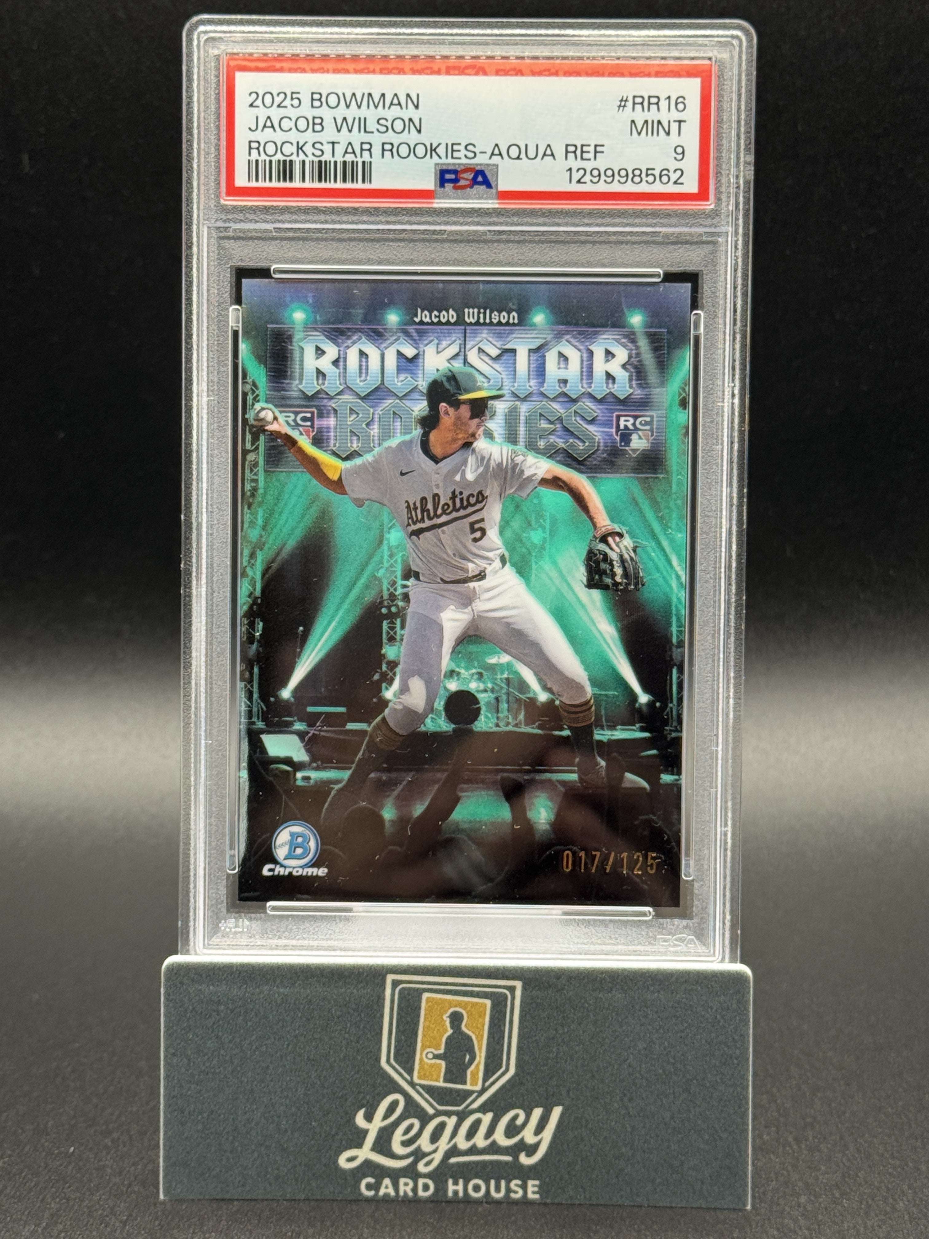 2025 Bowman #RR-16 Jacob Wilson Rockstar Rookies Aqua Refractor PSA 9 #/125