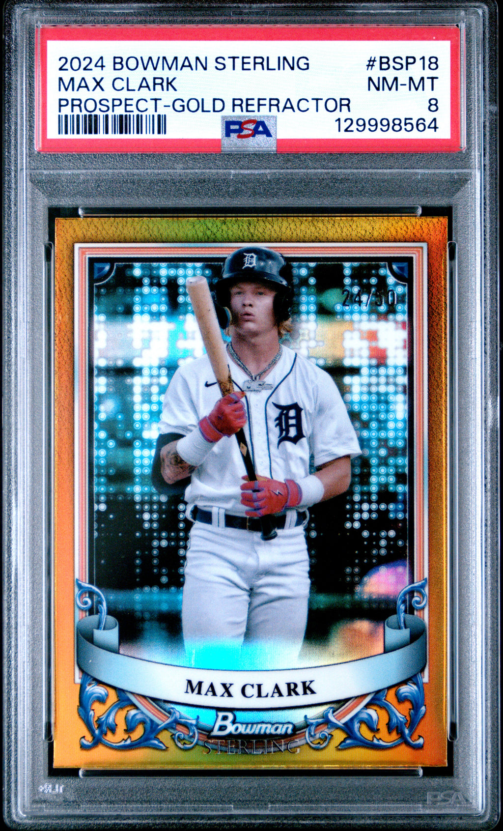 2024 Bowman Sterling #BSP-18 Max Clark Gold Refractor PSA 8 #/50