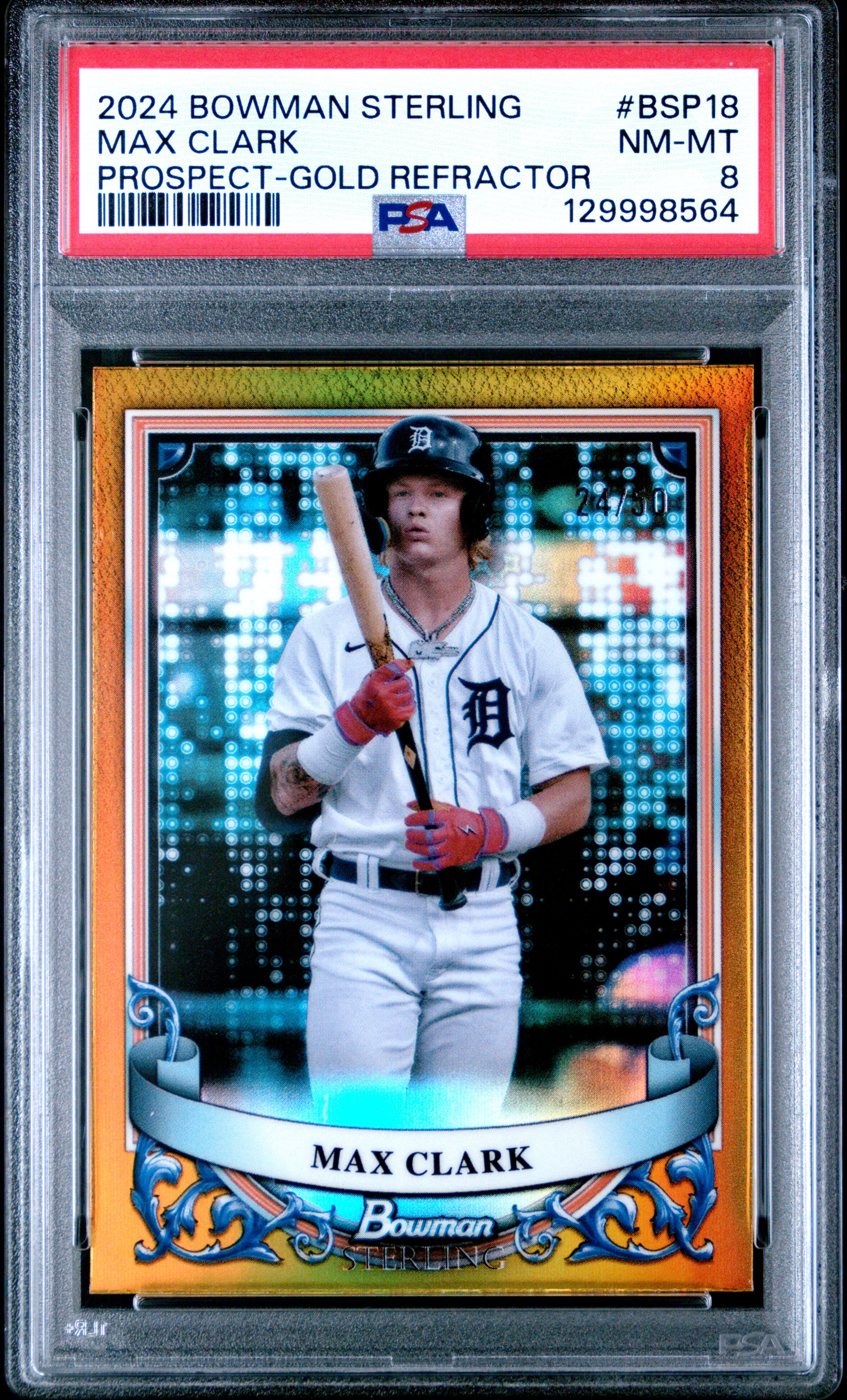 2024 Bowman Sterling #BSP-18 Max Clark Gold Refractor PSA 8 #/50