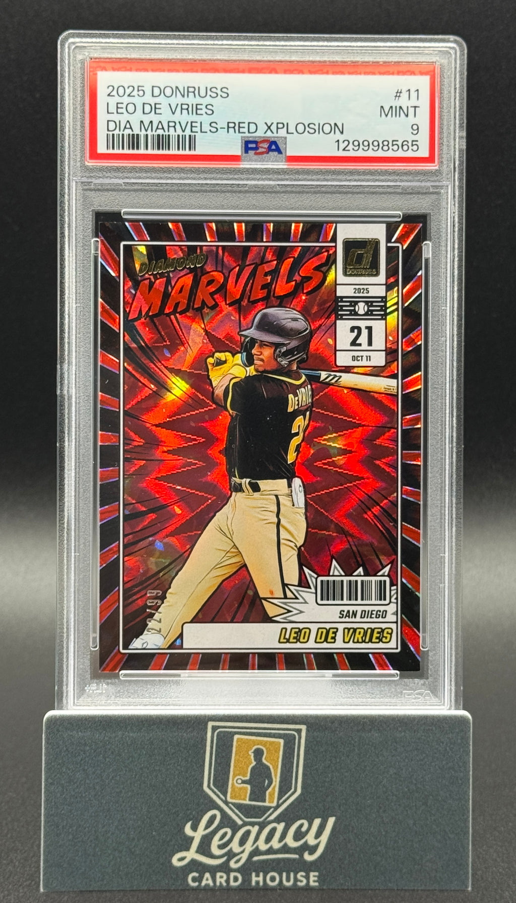 2025 Donruss - Diamond Marvels Red Xplosion #11 Leo De Vries #/99 POP 1