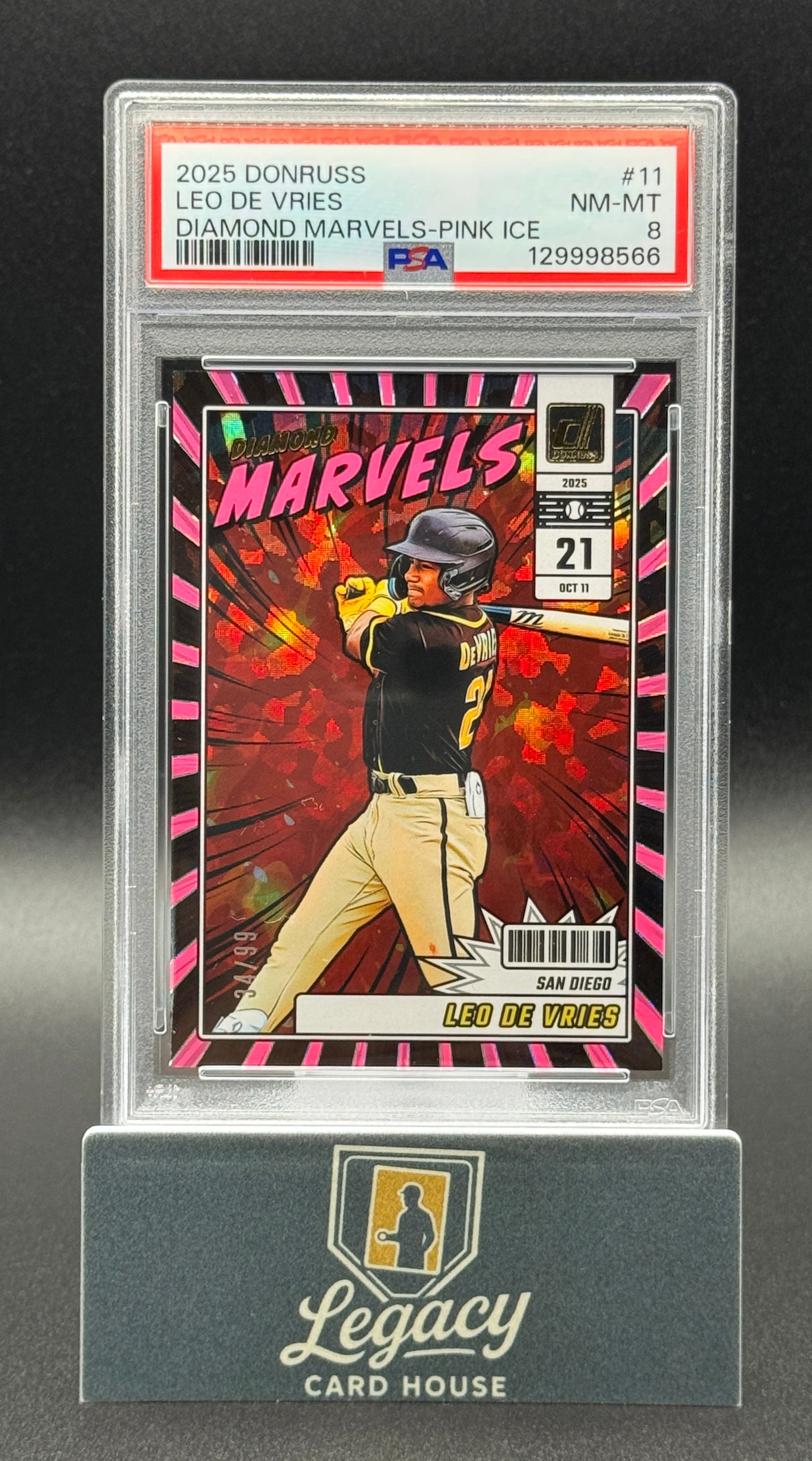 2025 Donruss - Diamond Marvels Pink Ice #11 Leo De Vries #/99