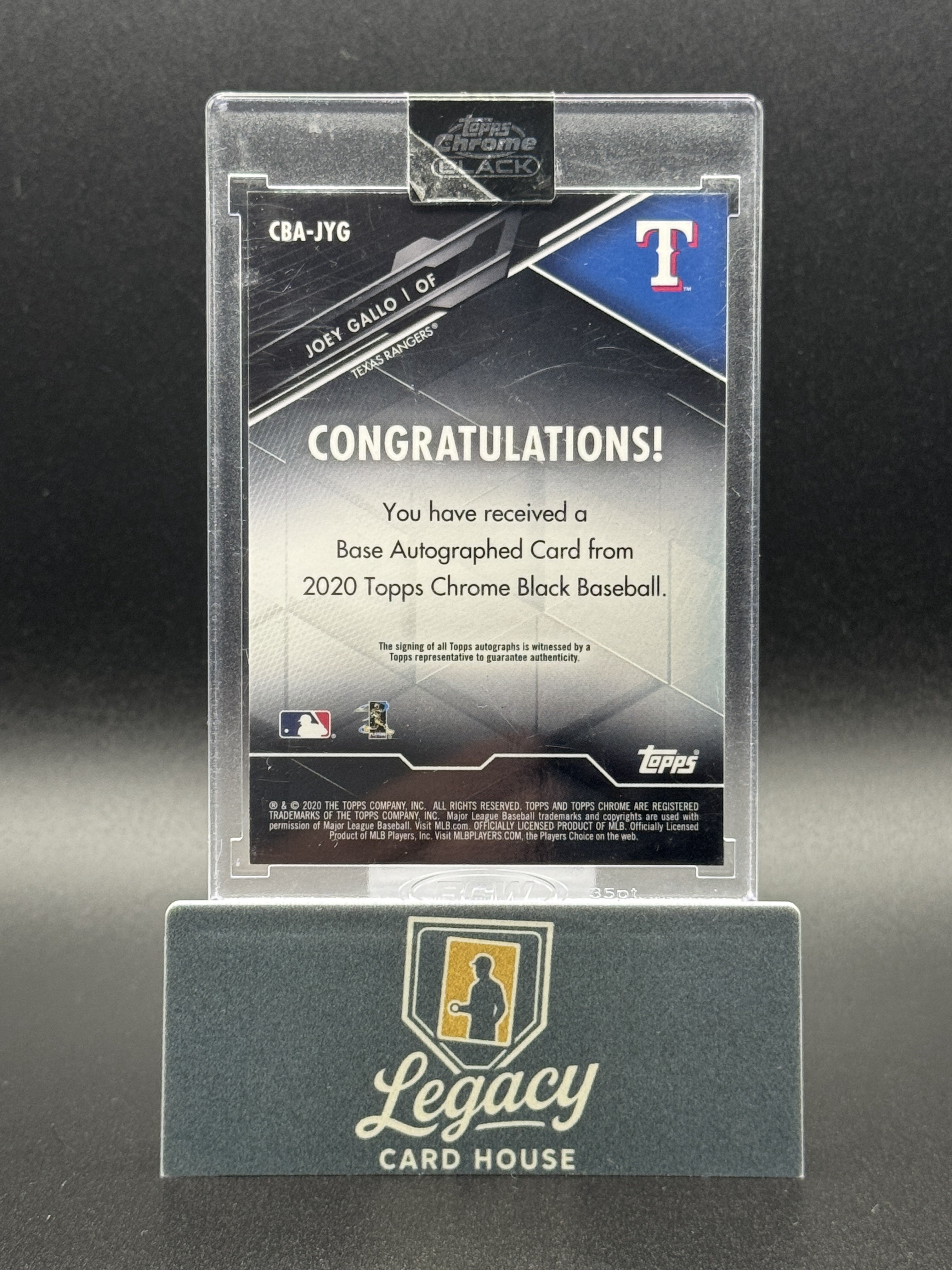 2020 Topps Chrome Black #CBA-JYG Joey Gallo Autographs Green #/99