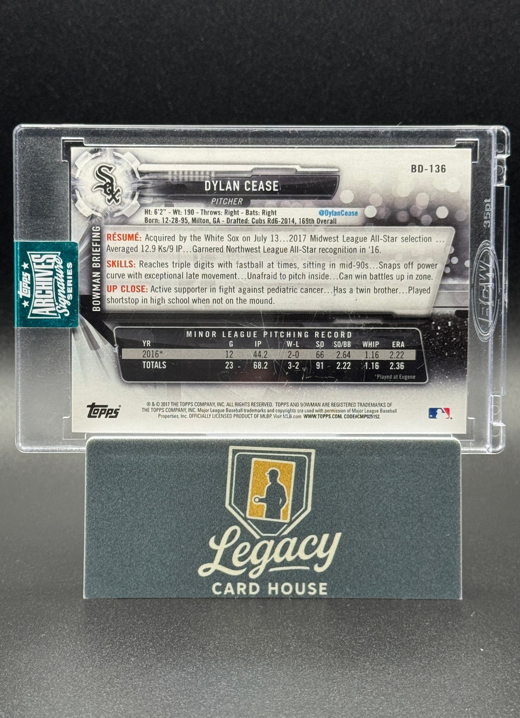 2024 Topps Archives Signature Series Dylan Cease Bowman Auto /99