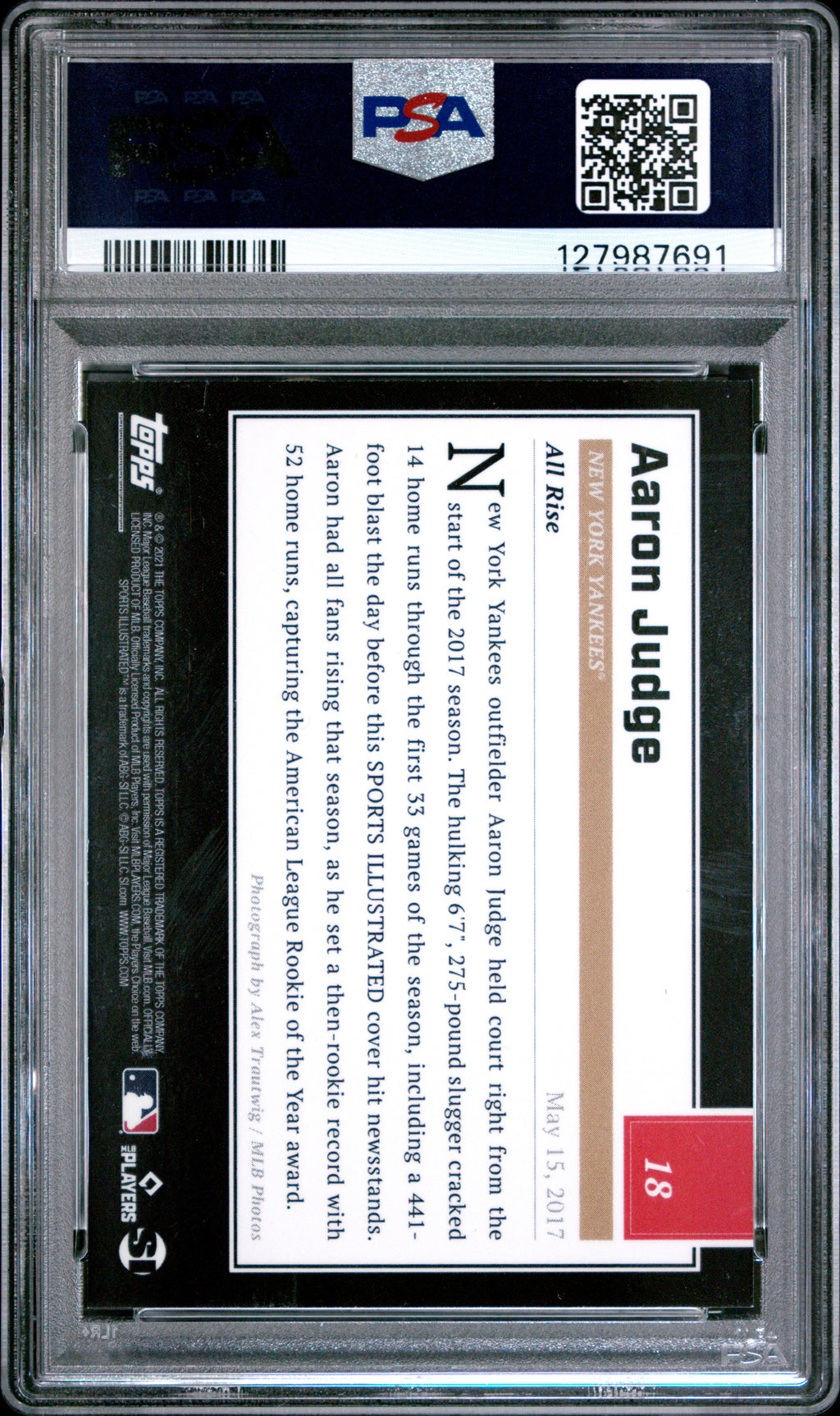 2021 Topps x Sports Illustrated #18 Aaron Judge White w/ Red Stripes PSA 9 #/70