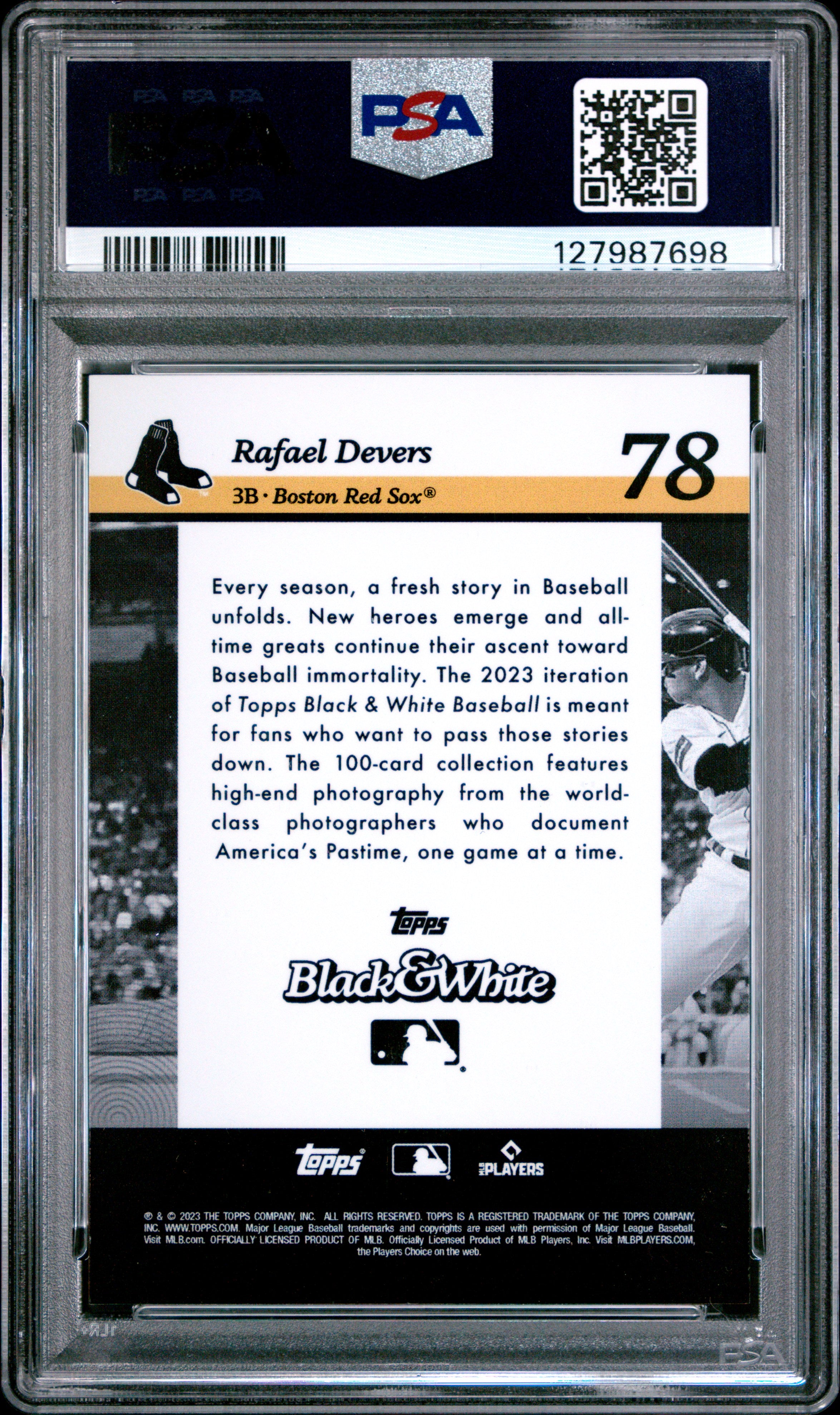 2023 Topps Black & White #78 Rafael Devers Player Color PSA 8 #10/10