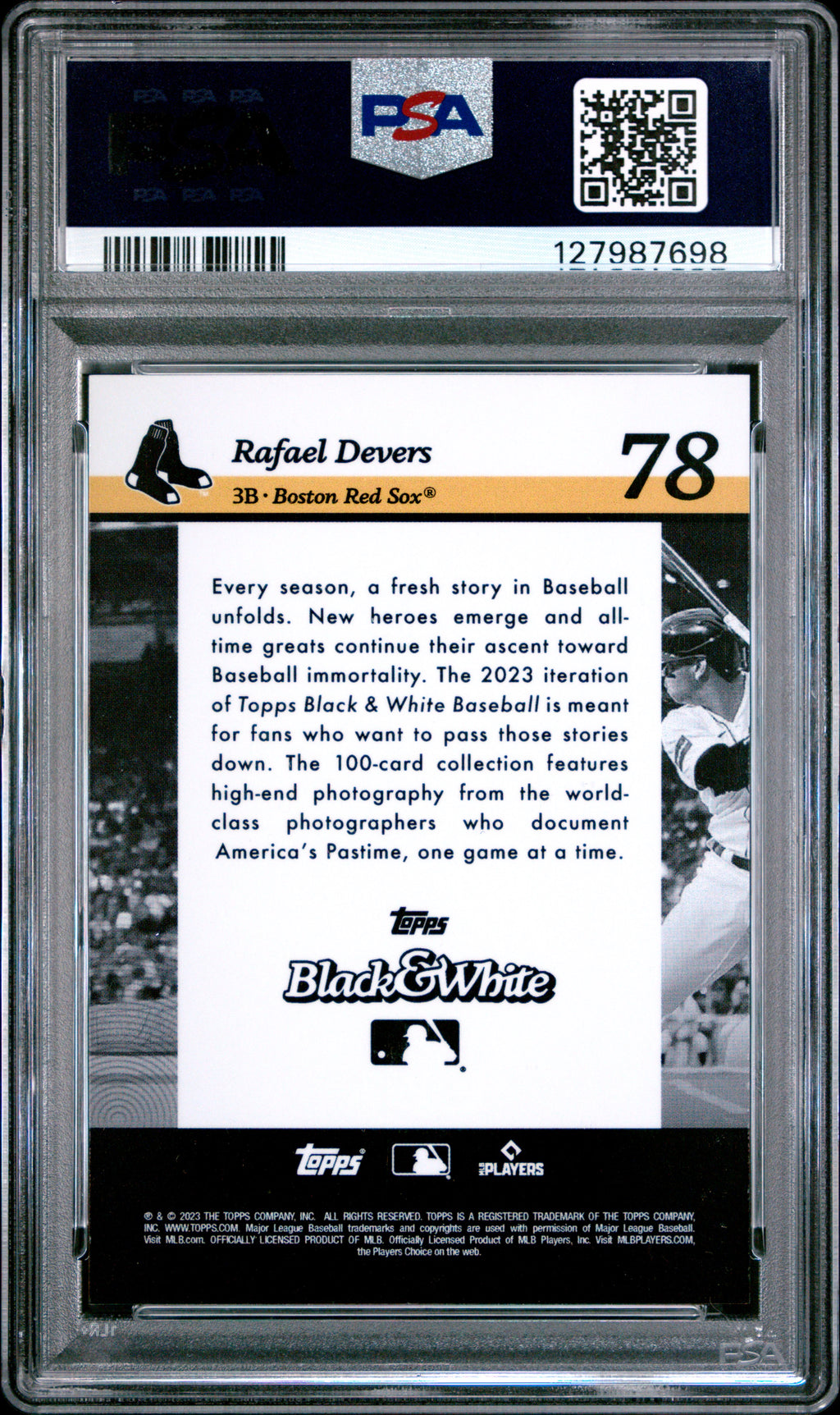 2023 Topps Black & White #78 Rafael Devers Player Color PSA 8 #10/10