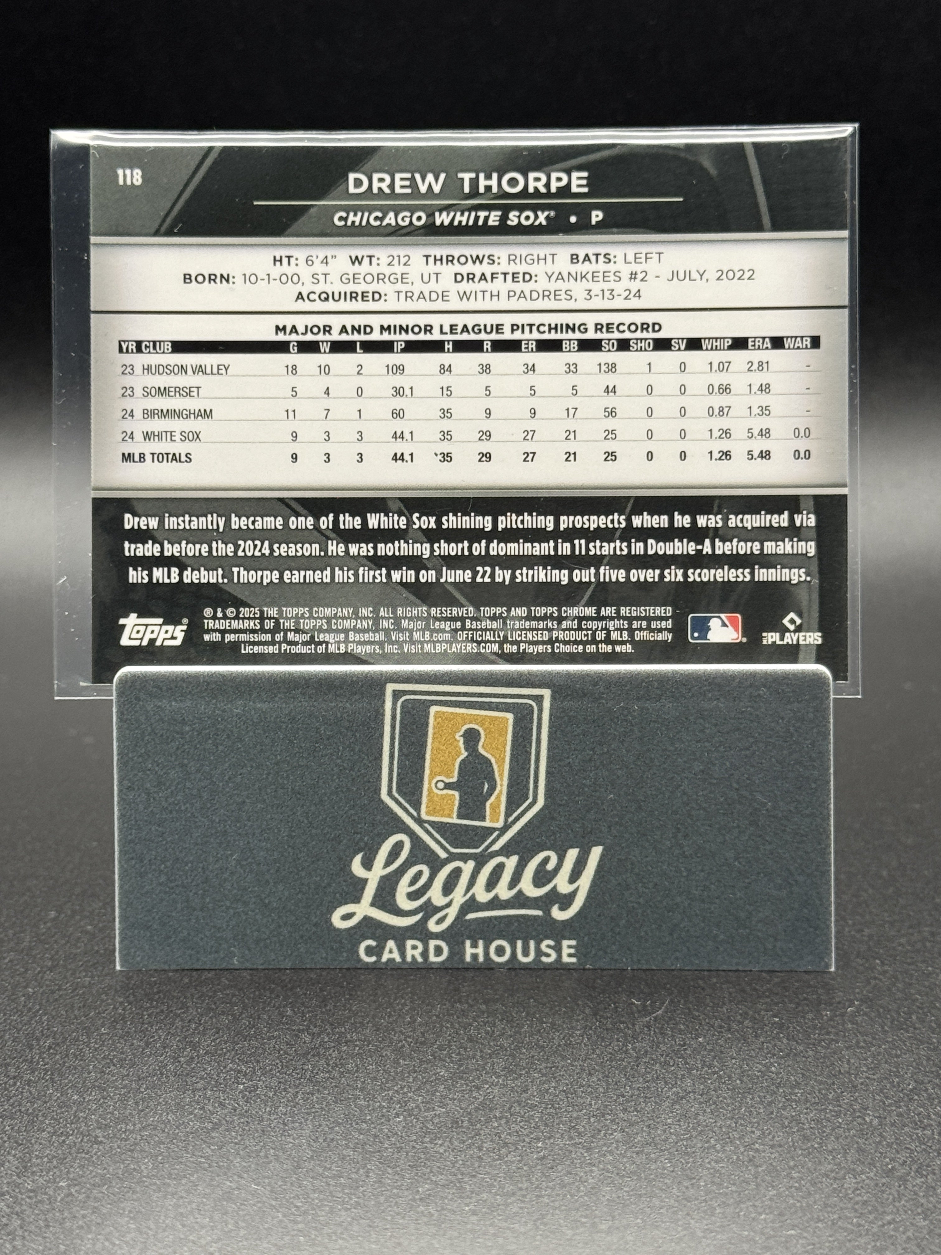 2025 Topps Chrome Black #118 Drew Thorpe Rookie Design Var. Gold Refractors #/50