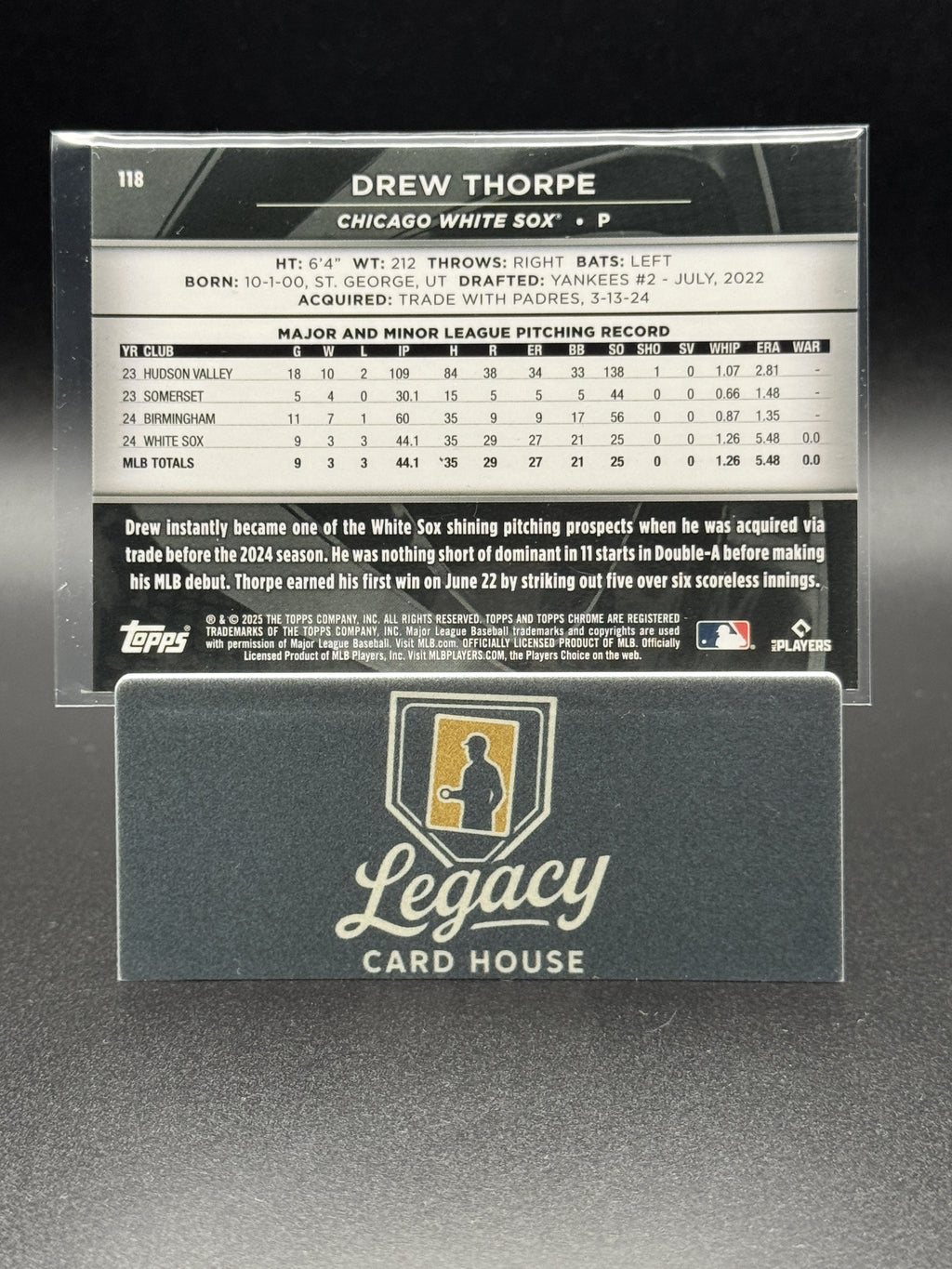 2025 Topps Chrome Black #118 Drew Thorpe Rookie Design Var. Gold Refractors #/50