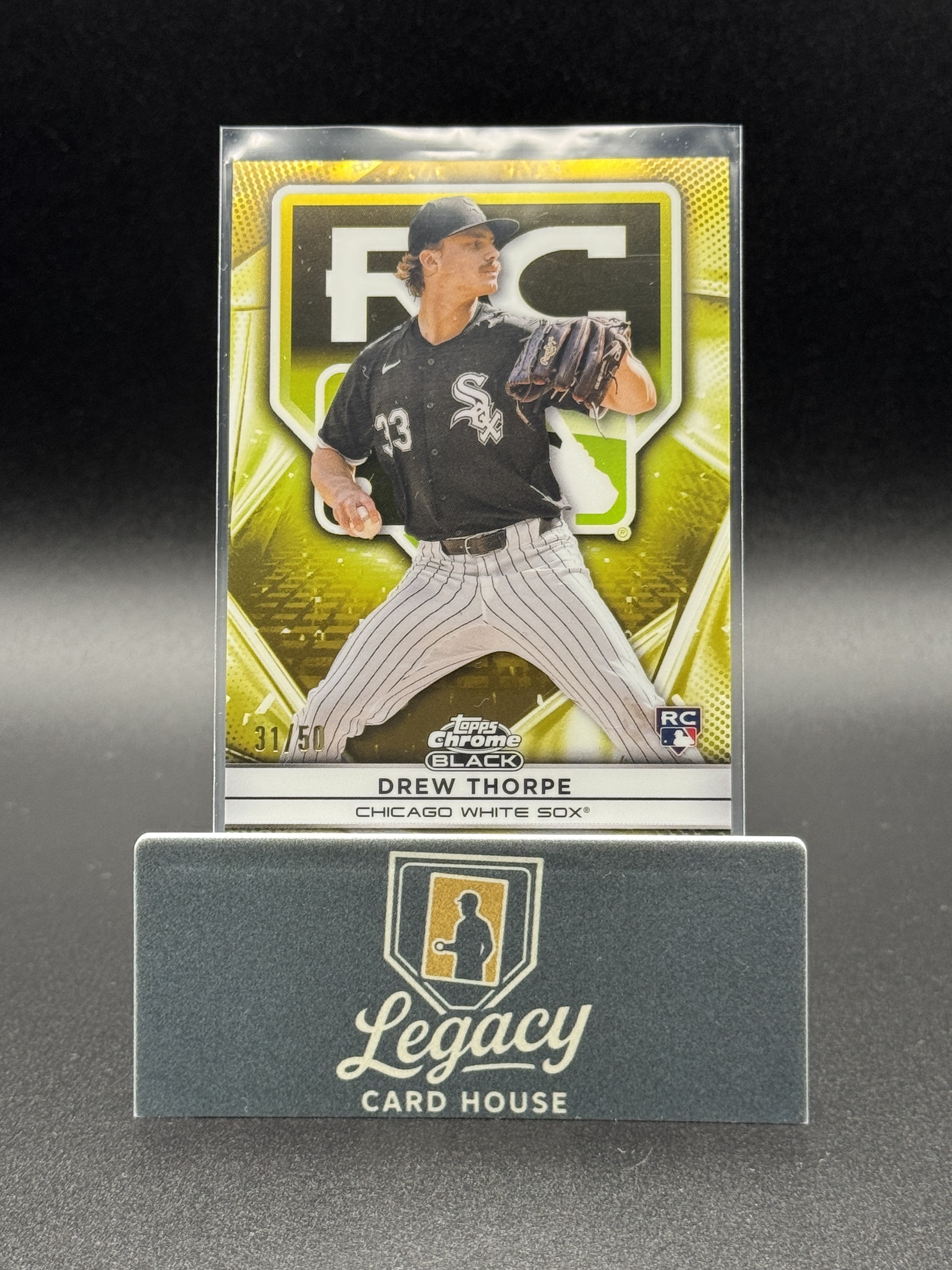 2025 Topps Chrome Black #118 Drew Thorpe Rookie Design Var. Gold Refractors #/50