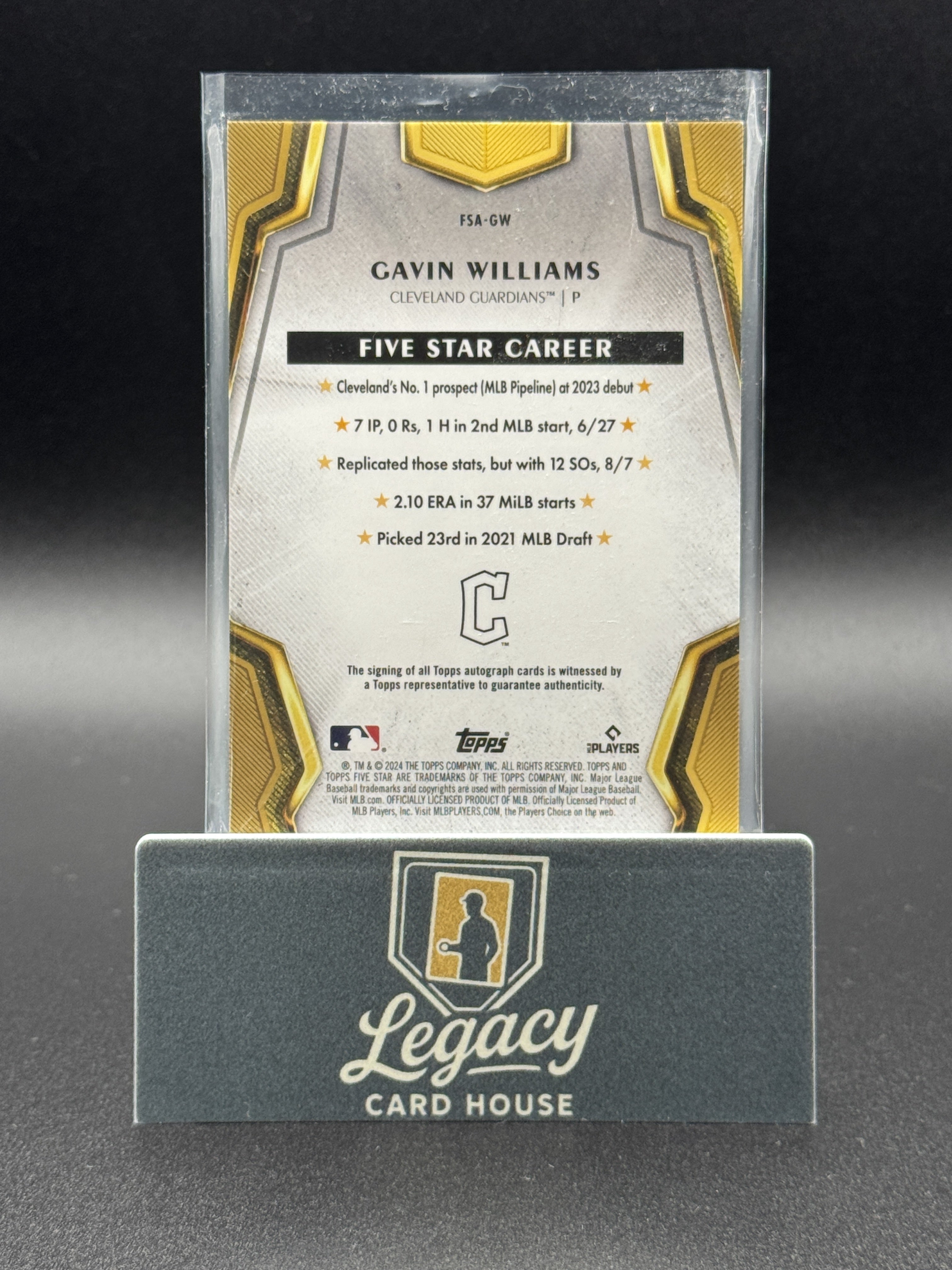 2024 Topps Five Star #FSA-GW Gavin Williams Purple #/50
