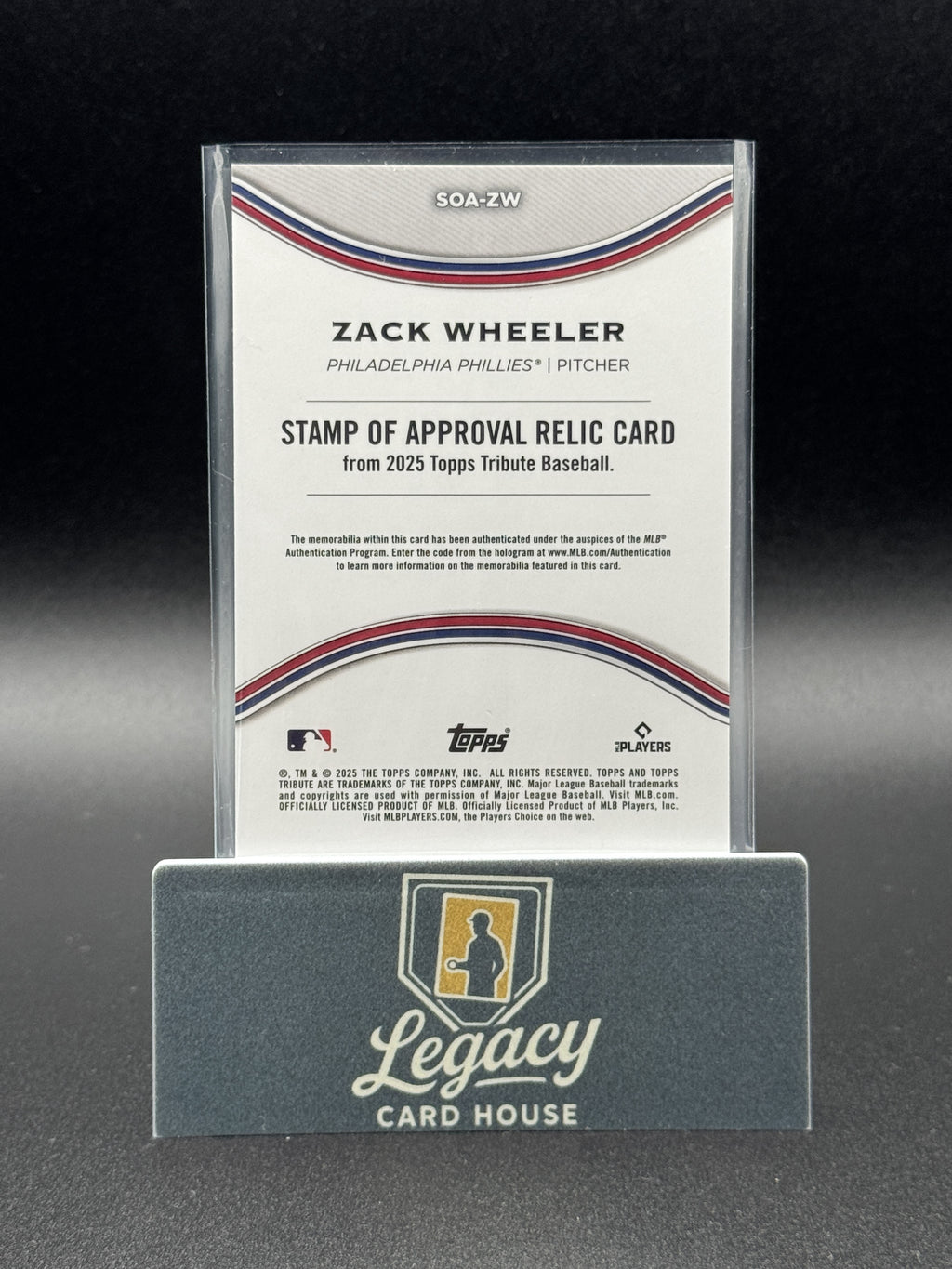 2025 Topps Tribute #SOA-ZW Zack Wheeler Stamp of Approval Blue #/150